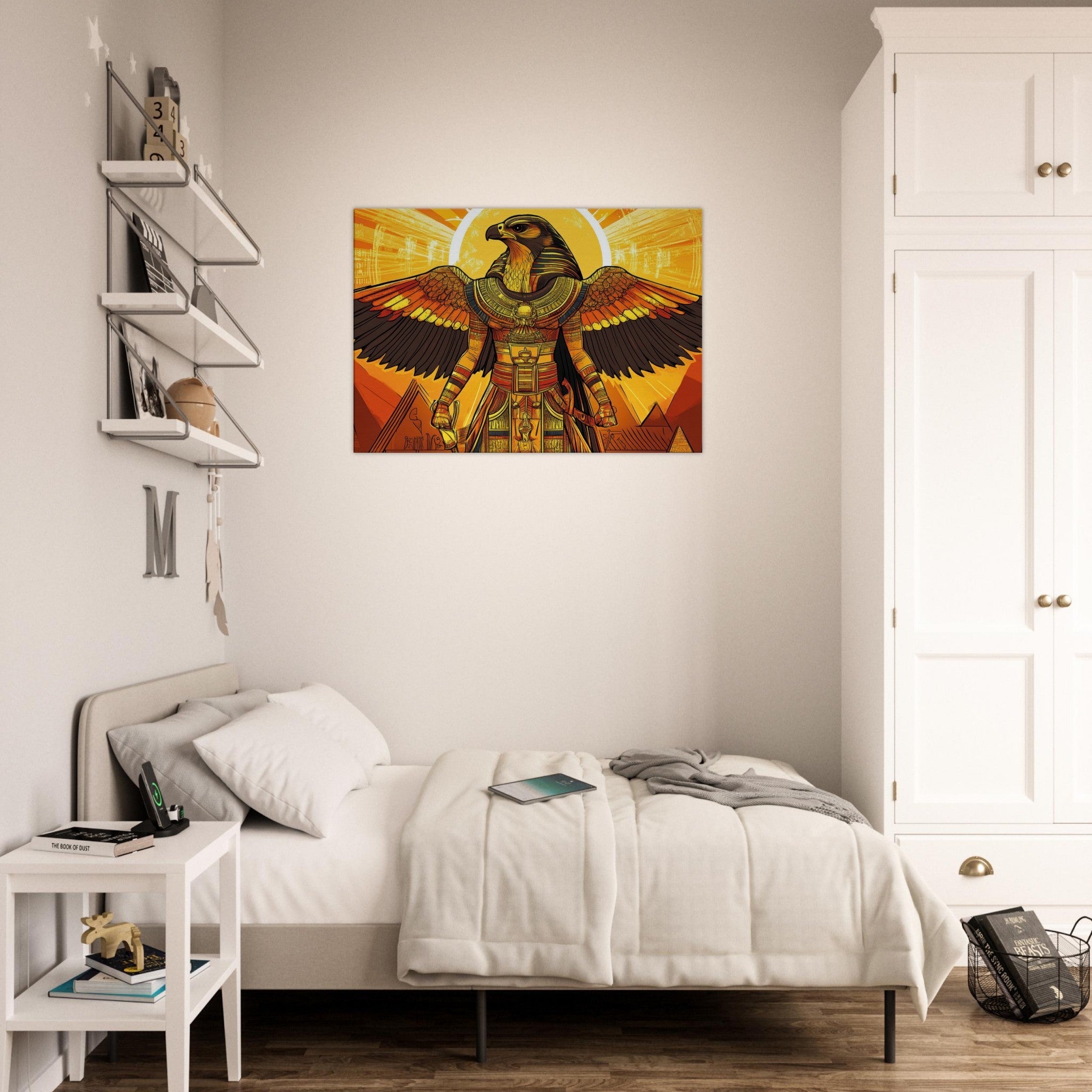 Canvas Landscape - Ancient Egyptian Falcon God Horus A majestic far 7 - Shop Ai Art WebShop - Digital Art online Store