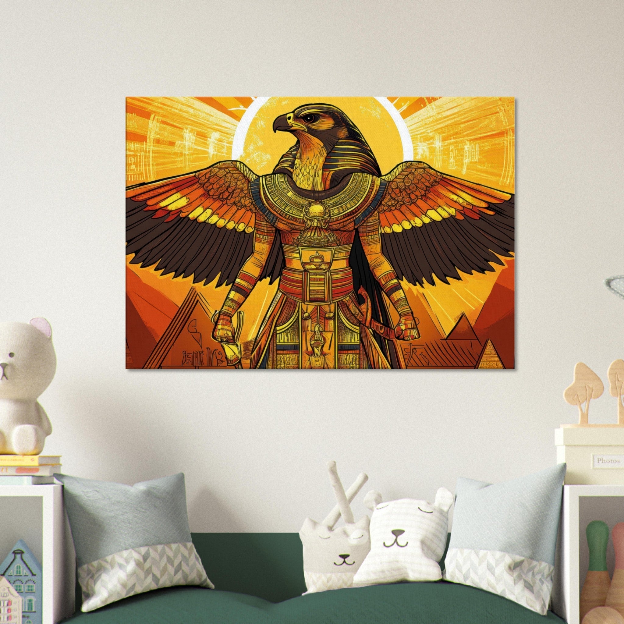 Canvas Landscape - Ancient Egyptian Falcon God Horus A majestic far 7 - Shop Ai Art WebShop - Digital Art online Store