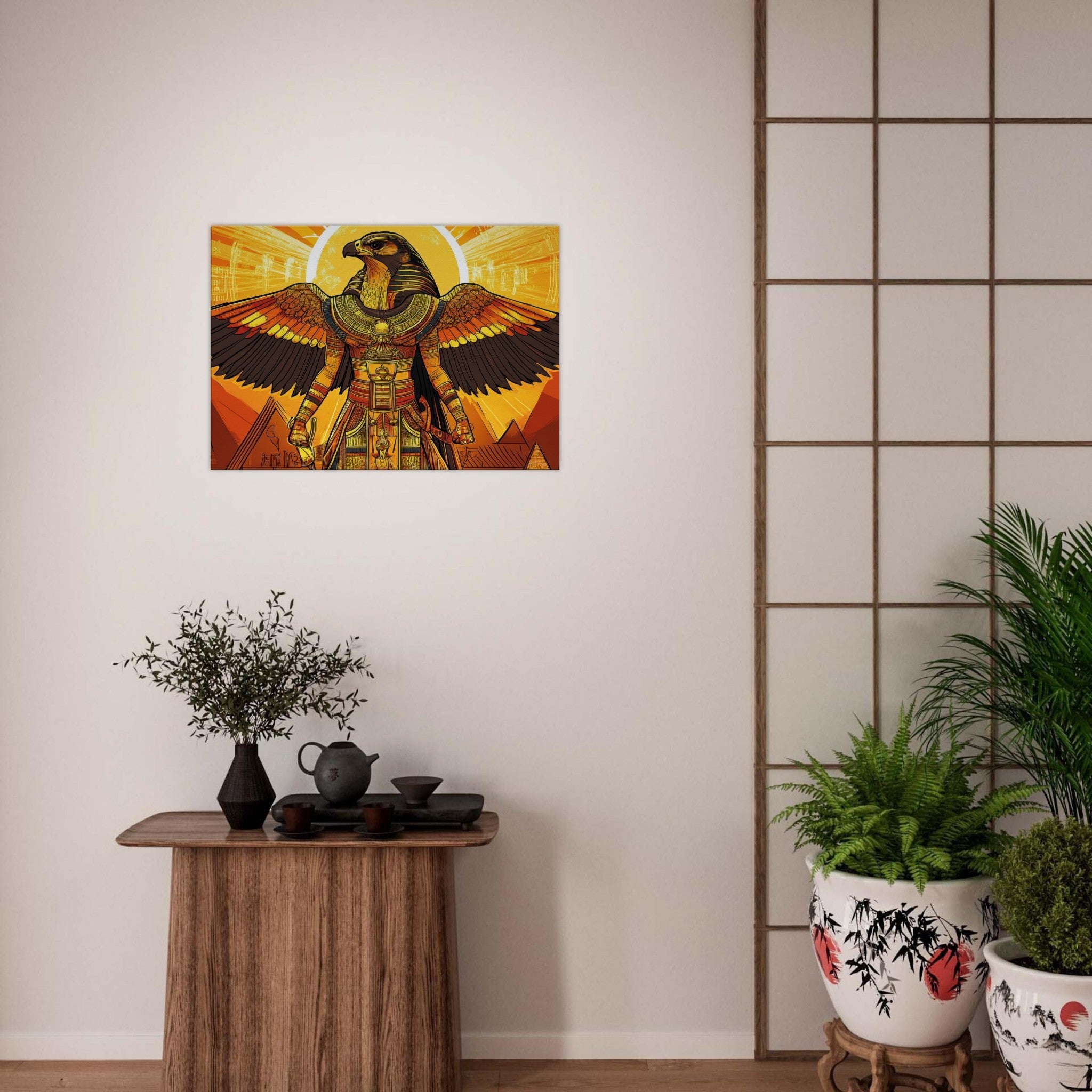 Canvas Landscape - Ancient Egyptian Falcon God Horus A majestic far 7 - Shop Ai Art WebShop - Digital Art online Store
