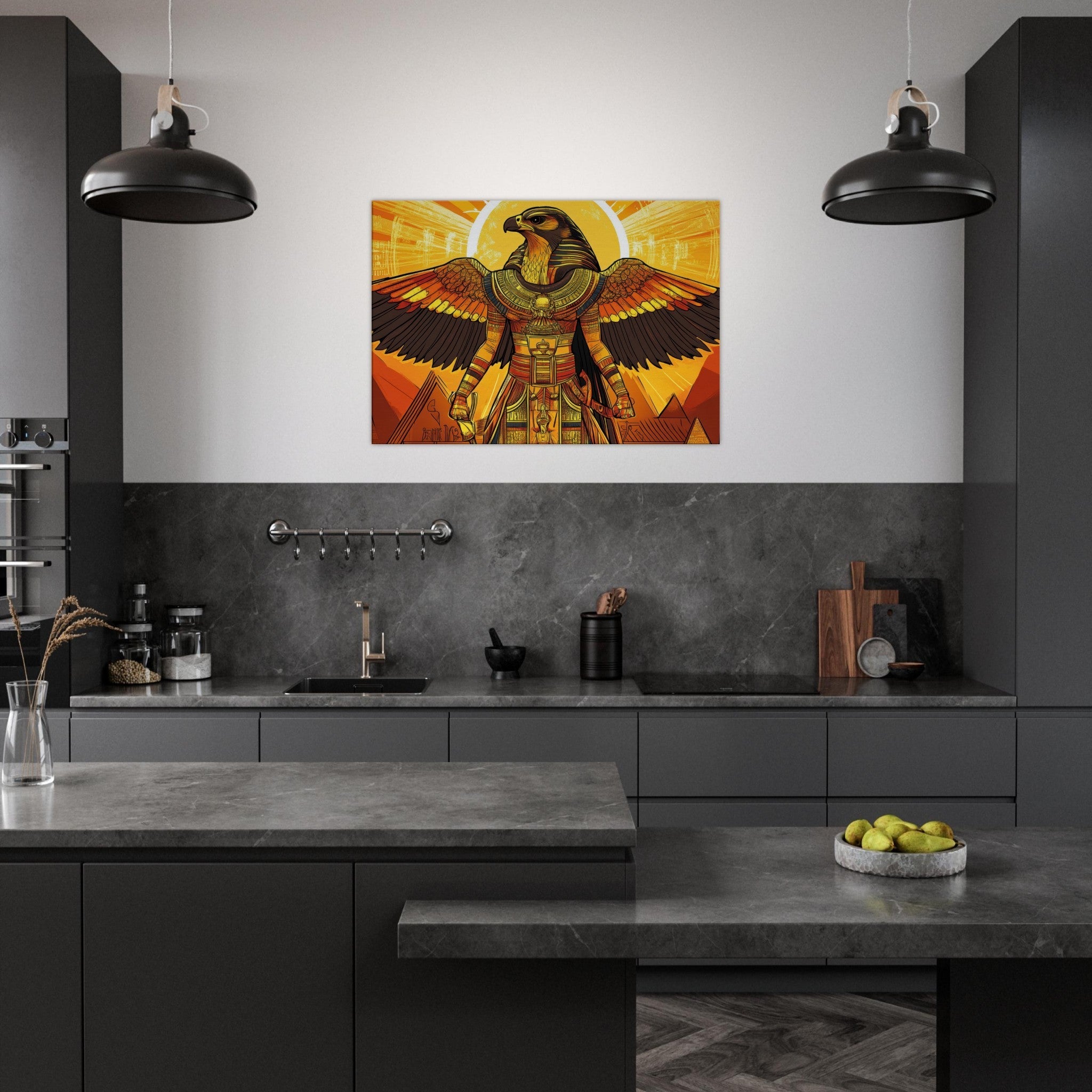 Canvas Landscape - Ancient Egyptian Falcon God Horus A majestic far 7 - Shop Ai Art WebShop - Digital Art online Store