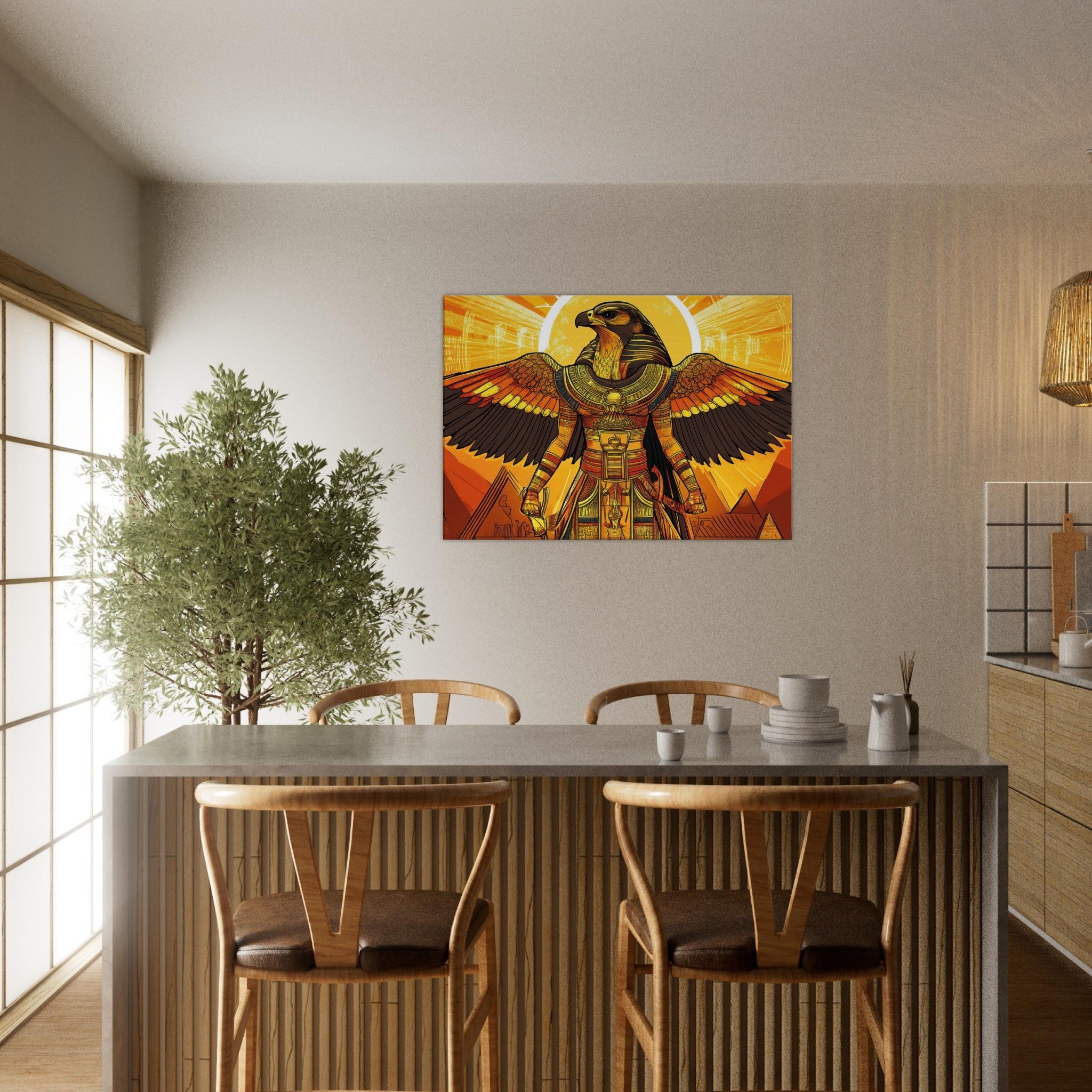 Canvas Landscape - Ancient Egyptian Falcon God Horus A majestic far 7 - Shop Ai Art WebShop - Digital Art online Store