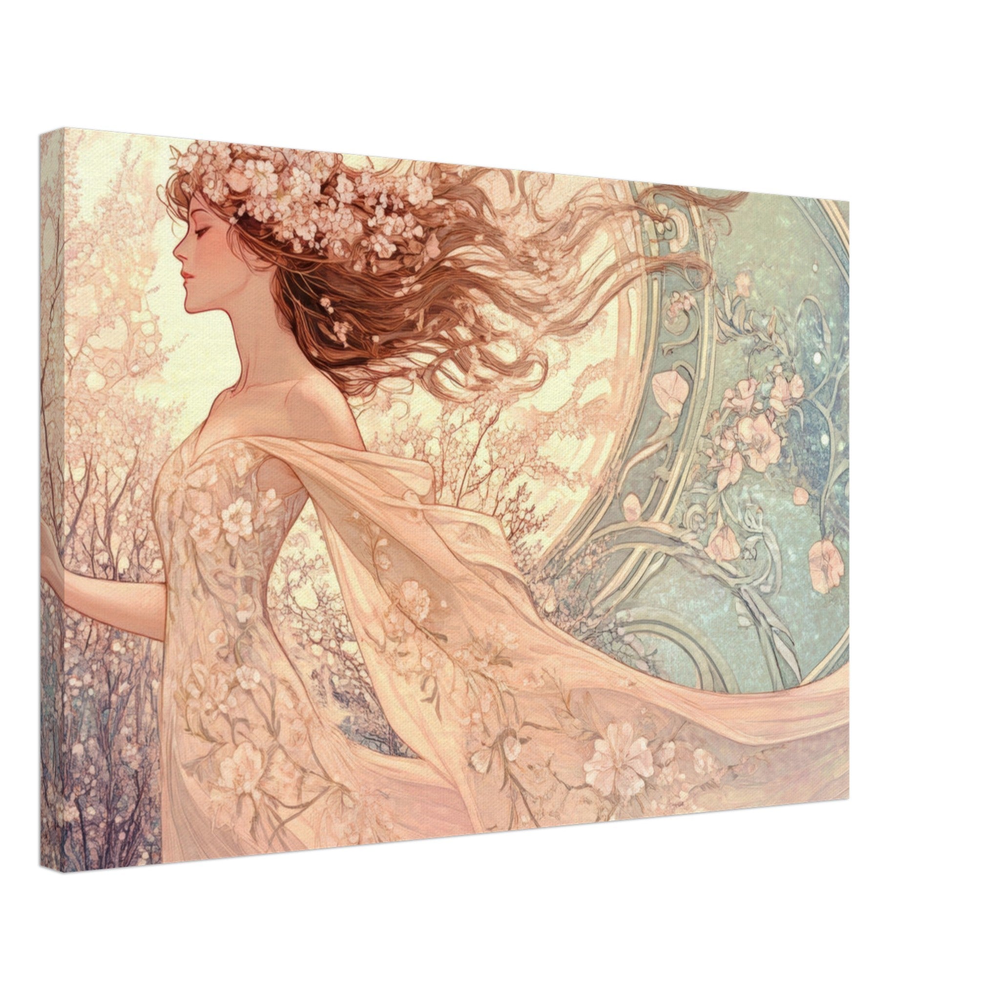 Canvas Landscape - Art Nouveau Enchanted Garden An Art Nouveau inst 6 - Shop Ai Art WebShop - Digital Art online Store