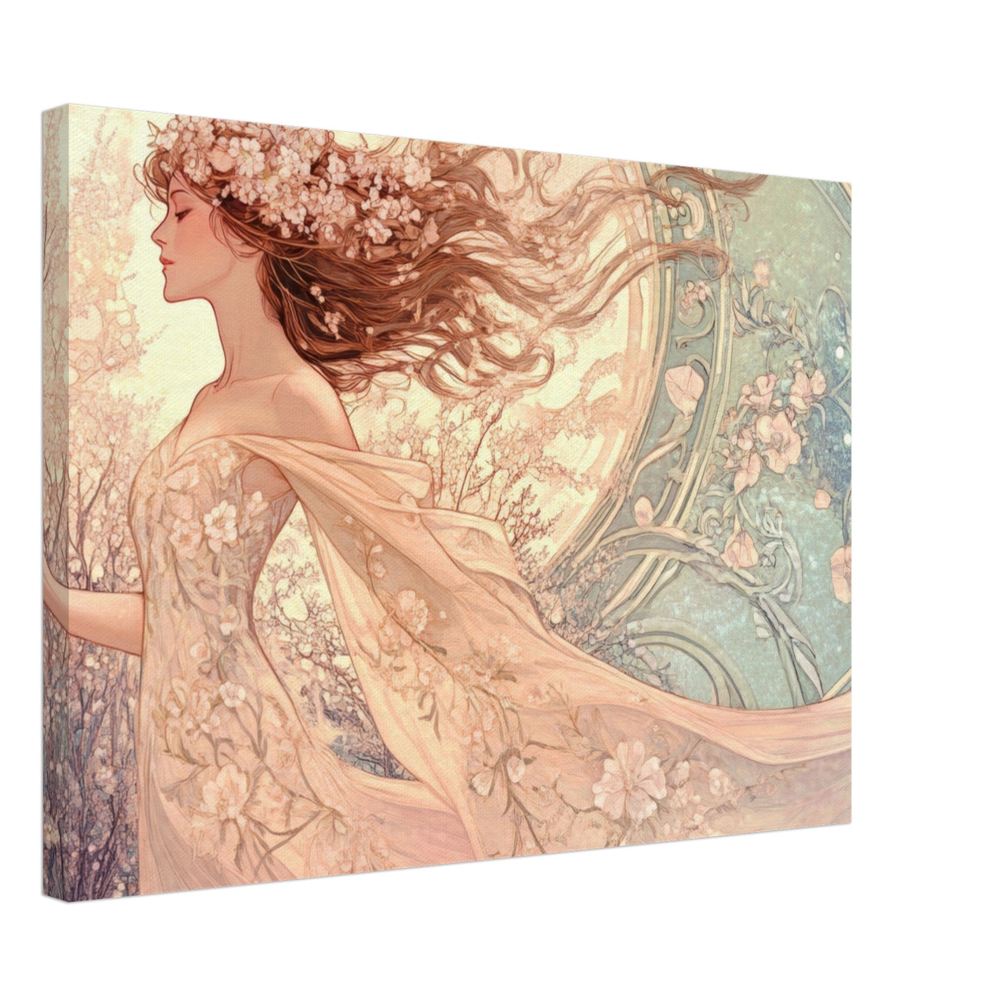 Canvas Landscape - Art Nouveau Enchanted Garden An Art Nouveau inst 6 - Shop Ai Art WebShop - Digital Art online Store