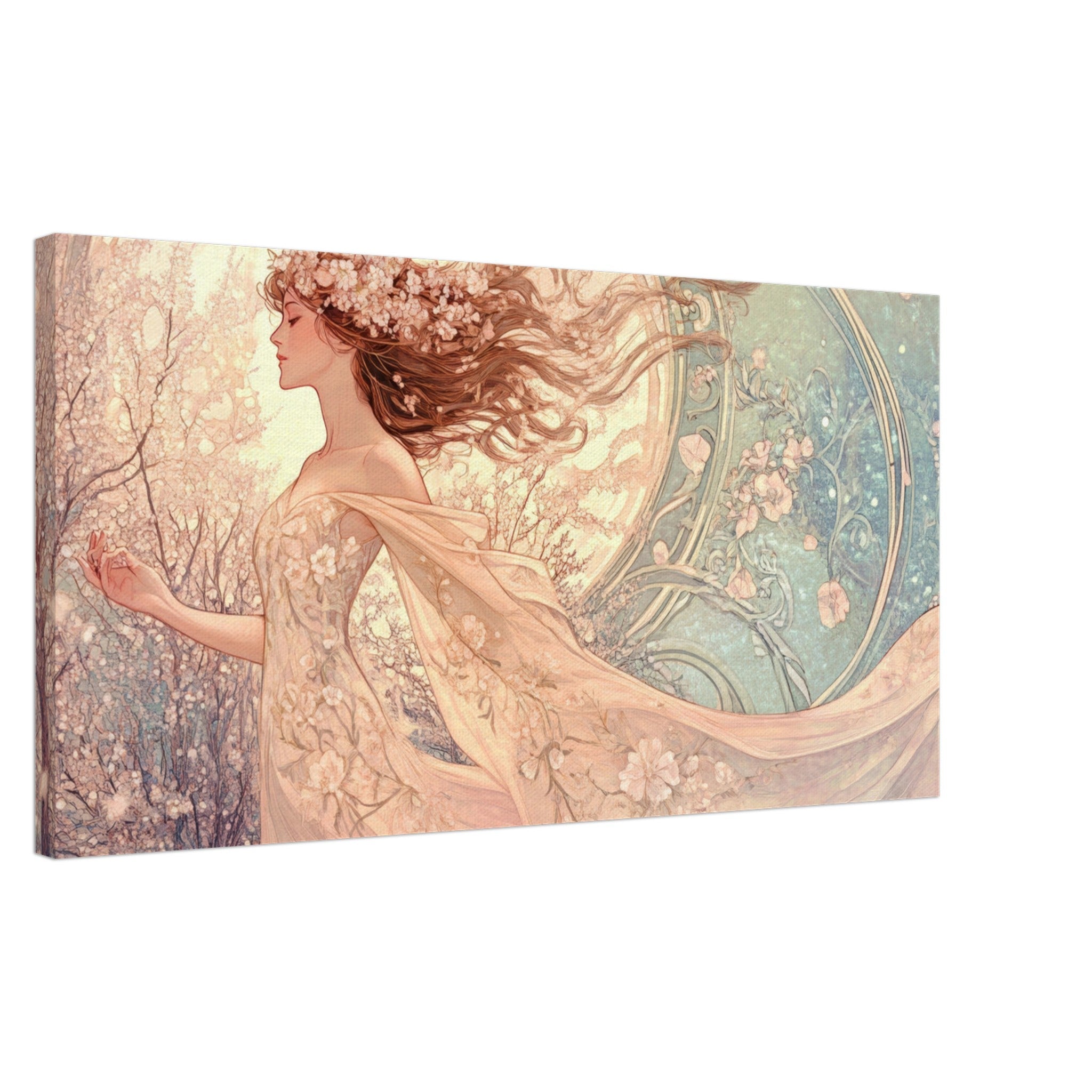 Canvas Landscape - Art Nouveau Enchanted Garden An Art Nouveau inst 6 - Shop Ai Art WebShop - Digital Art online Store