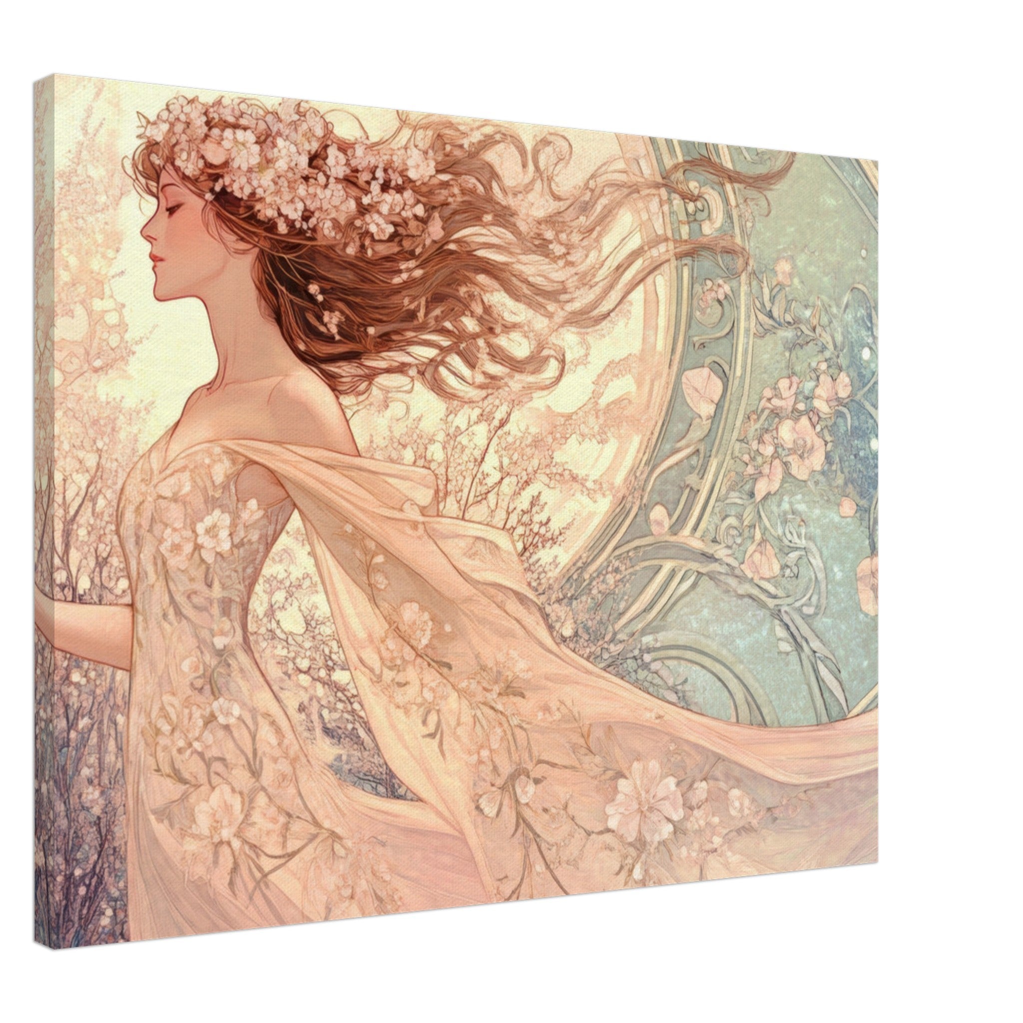 Canvas Landscape - Art Nouveau Enchanted Garden An Art Nouveau inst 6 - Shop Ai Art WebShop - Digital Art online Store