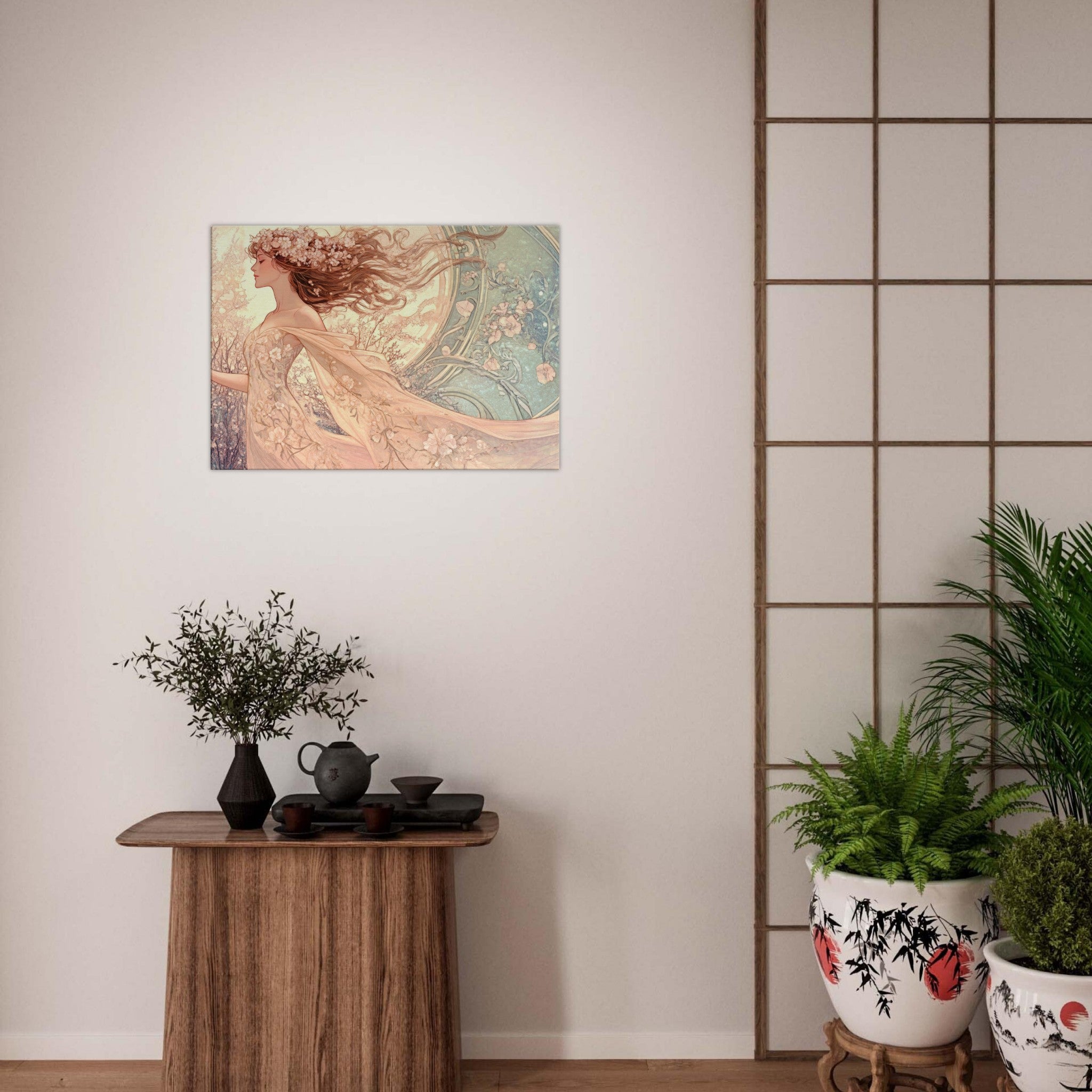 Canvas Landscape - Art Nouveau Enchanted Garden An Art Nouveau inst 6 - Shop Ai Art WebShop - Digital Art online Store