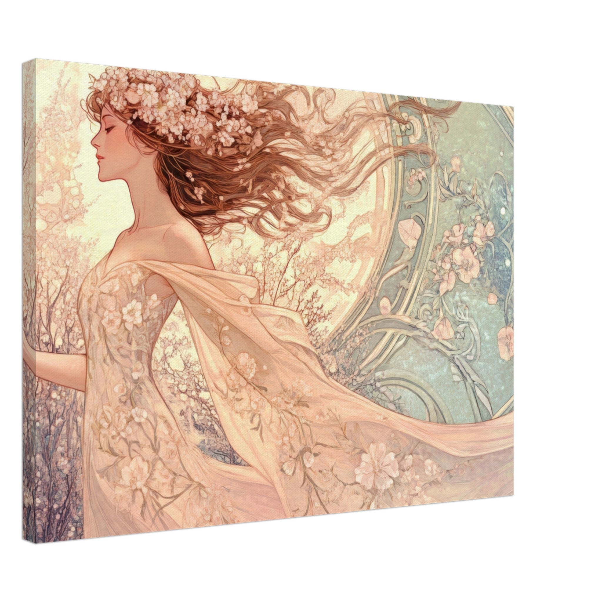 Canvas Landscape - Art Nouveau Enchanted Garden An Art Nouveau inst 6 - Shop Ai Art WebShop - Digital Art online Store