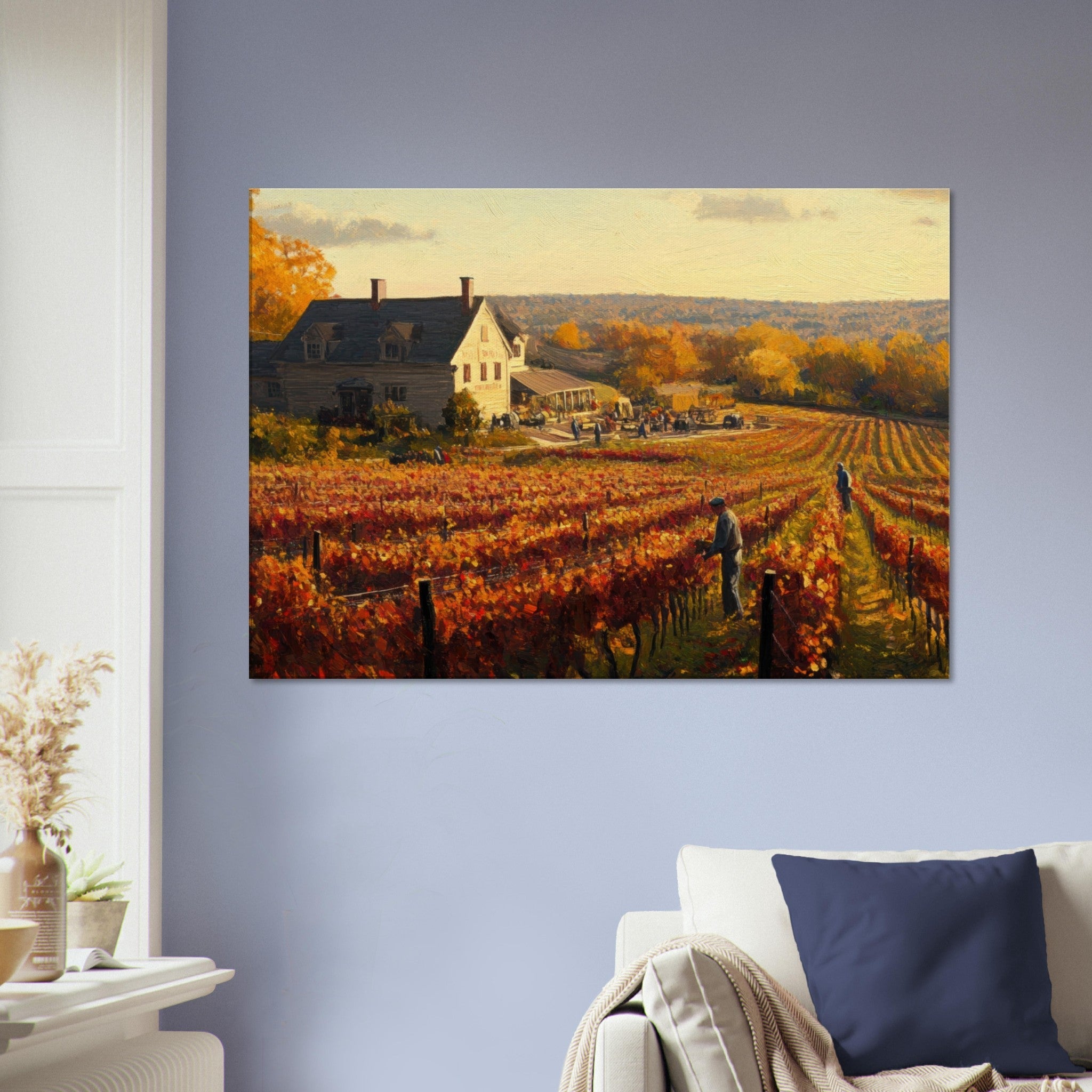 Canvas Landscape - Autumn Vineyard Harvest A picturesque vineyards 3 - Shop Ai Art WebShop - Digital Art online Store