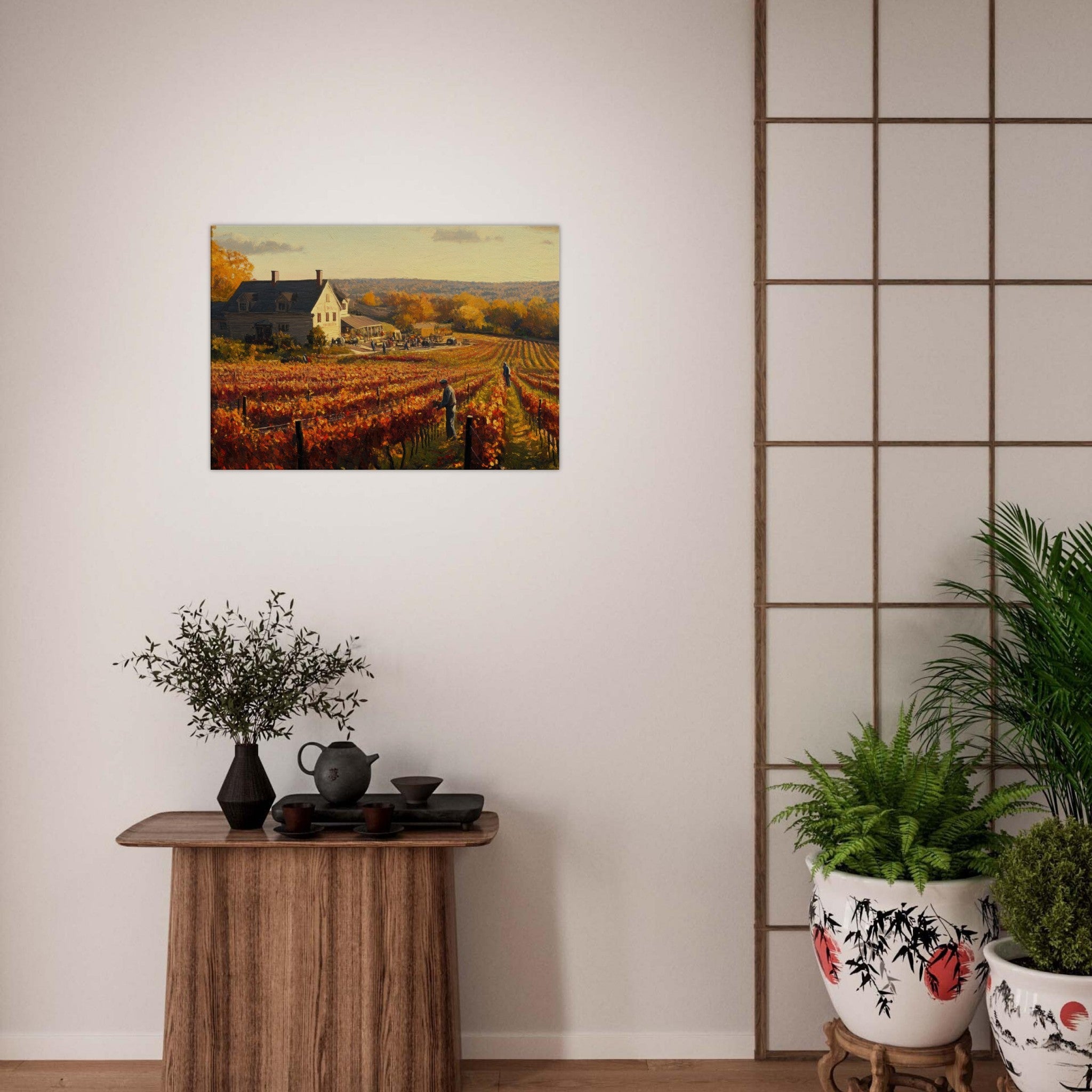 Canvas Landscape - Autumn Vineyard Harvest A picturesque vineyards 3 - Shop Ai Art WebShop - Digital Art online Store