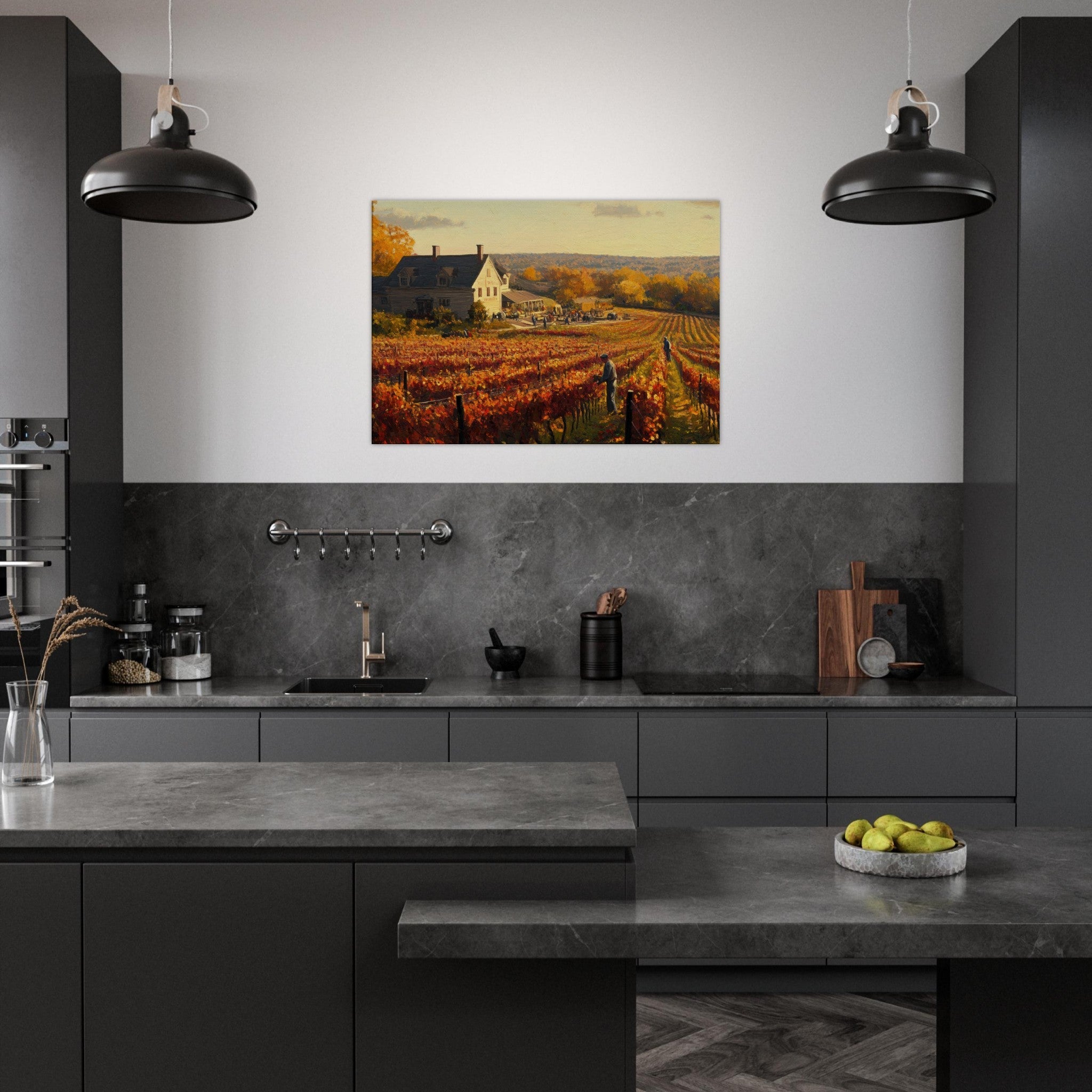 Canvas Landscape - Autumn Vineyard Harvest A picturesque vineyards 3 - Shop Ai Art WebShop - Digital Art online Store