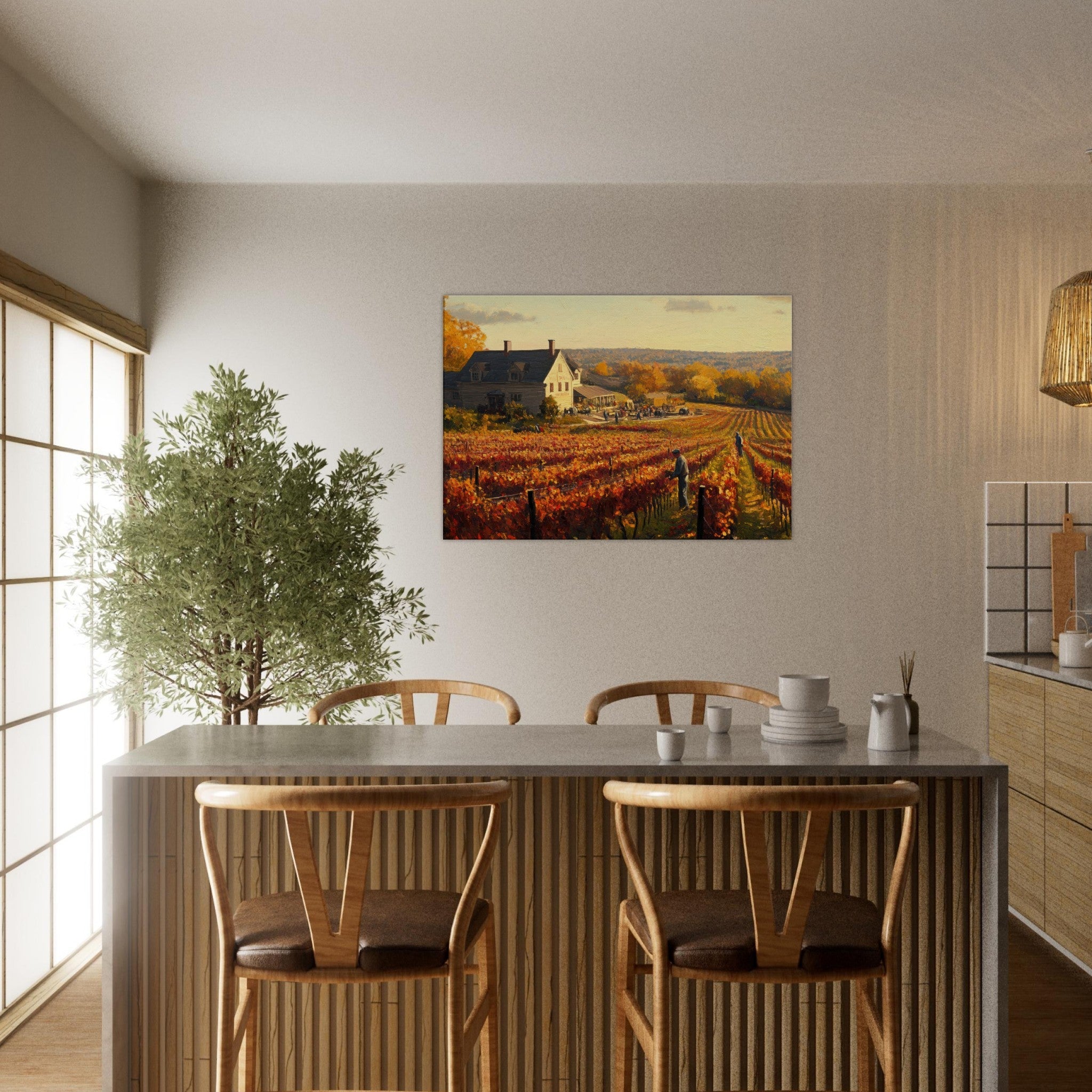 Canvas Landscape - Autumn Vineyard Harvest A picturesque vineyards 3 - Shop Ai Art WebShop - Digital Art online Store
