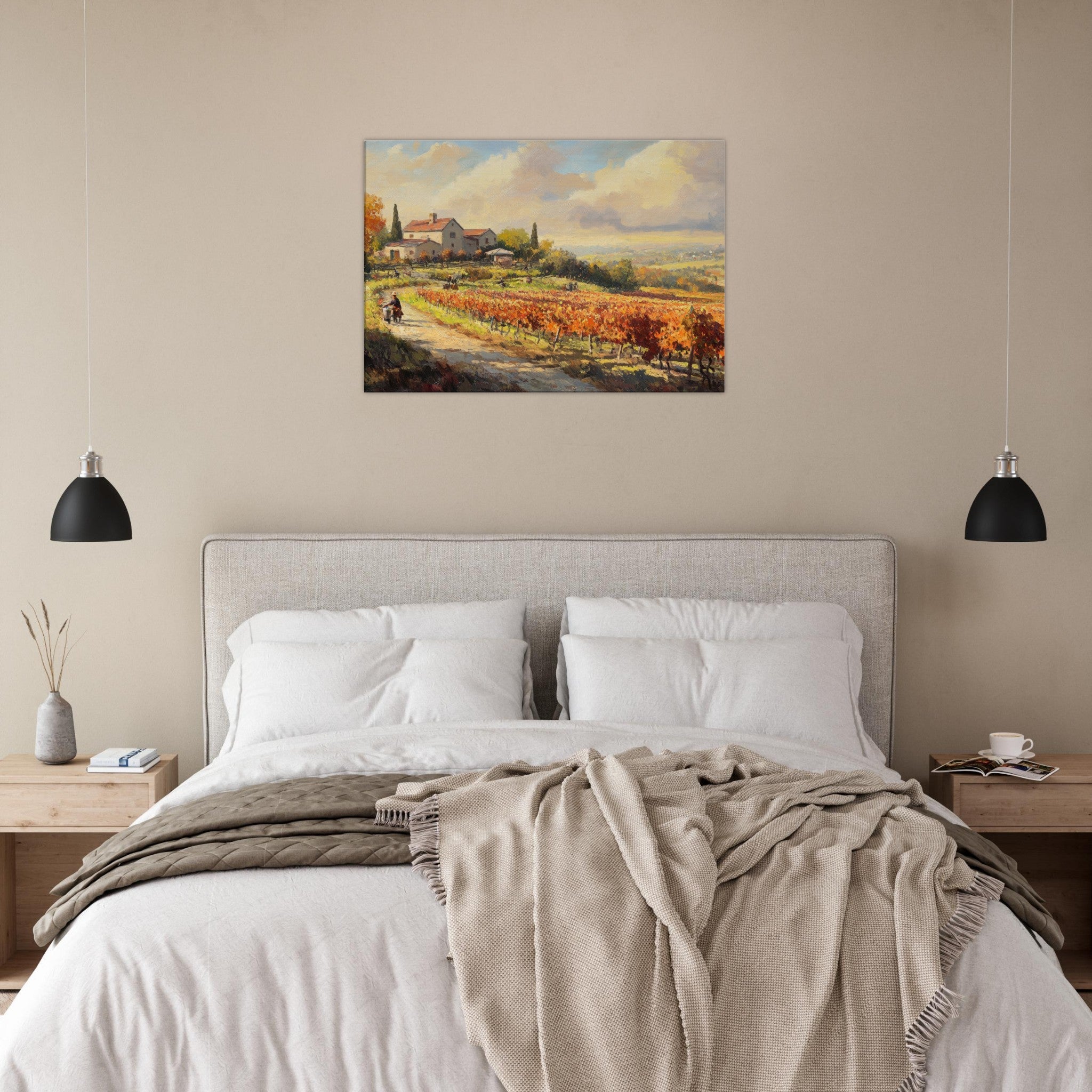 Canvas Landscape - Autumn Vineyard Harvest A picturesque vineyards 4 - Shop Ai Art WebShop - Digital Art online Store
