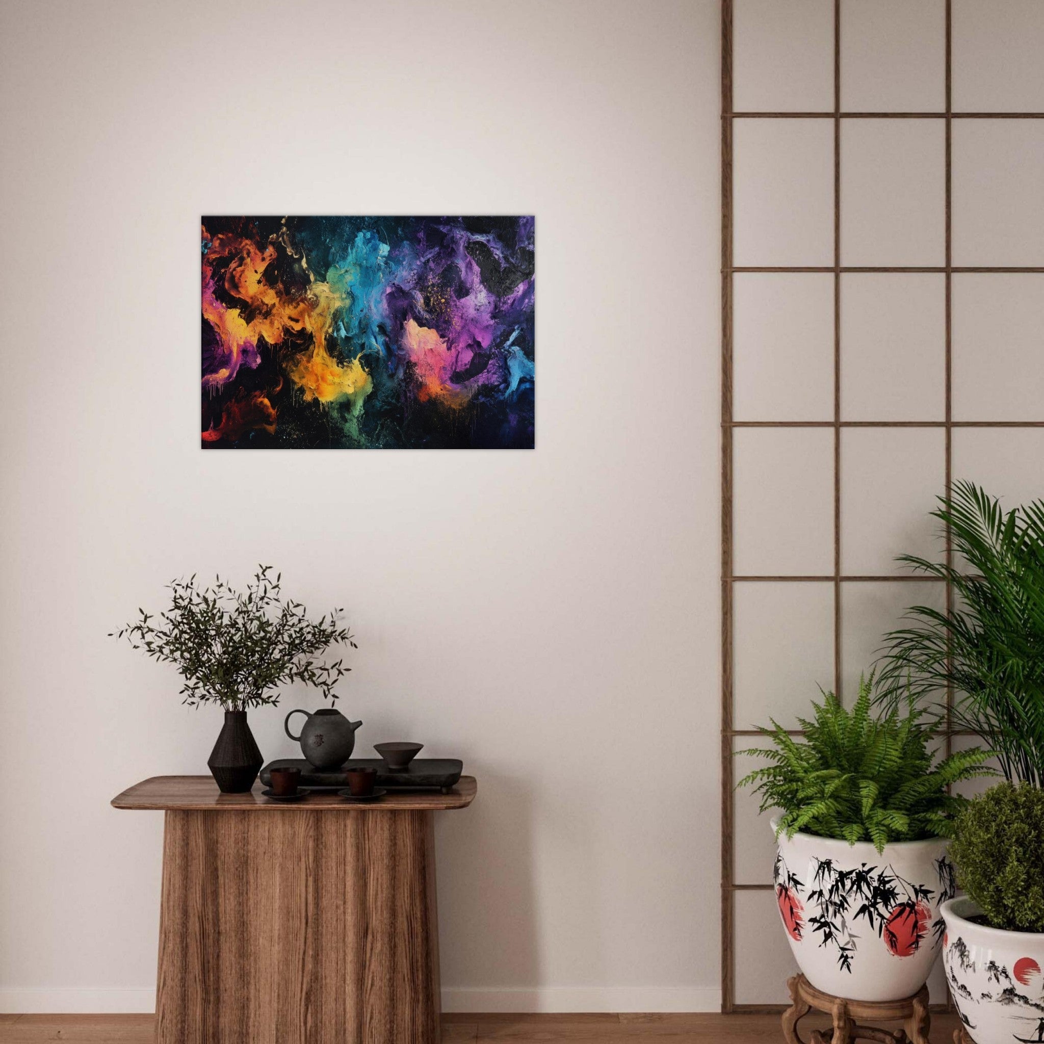 Canvas Landscape - Chromatic Abyss A dark infinite void punctured - Shop Ai Art WebShop - Digital Art online Store