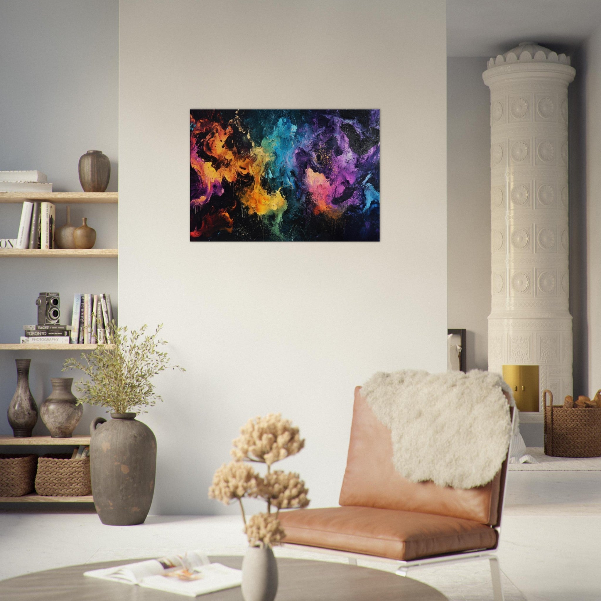 Canvas Landscape - Chromatic Abyss A dark infinite void punctured - Shop Ai Art WebShop - Digital Art online Store
