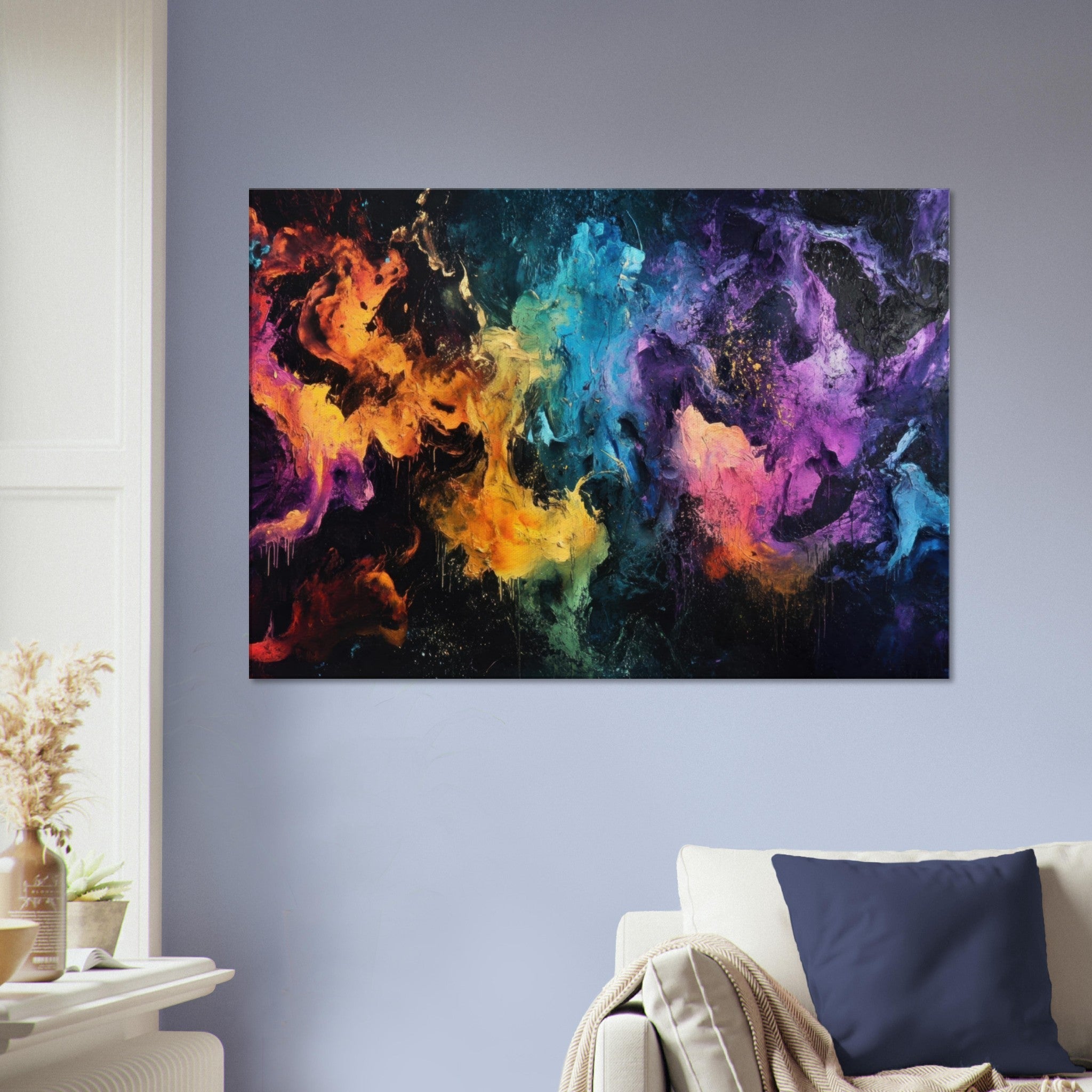 Canvas Landscape - Chromatic Abyss A dark infinite void punctured - Shop Ai Art WebShop - Digital Art online Store