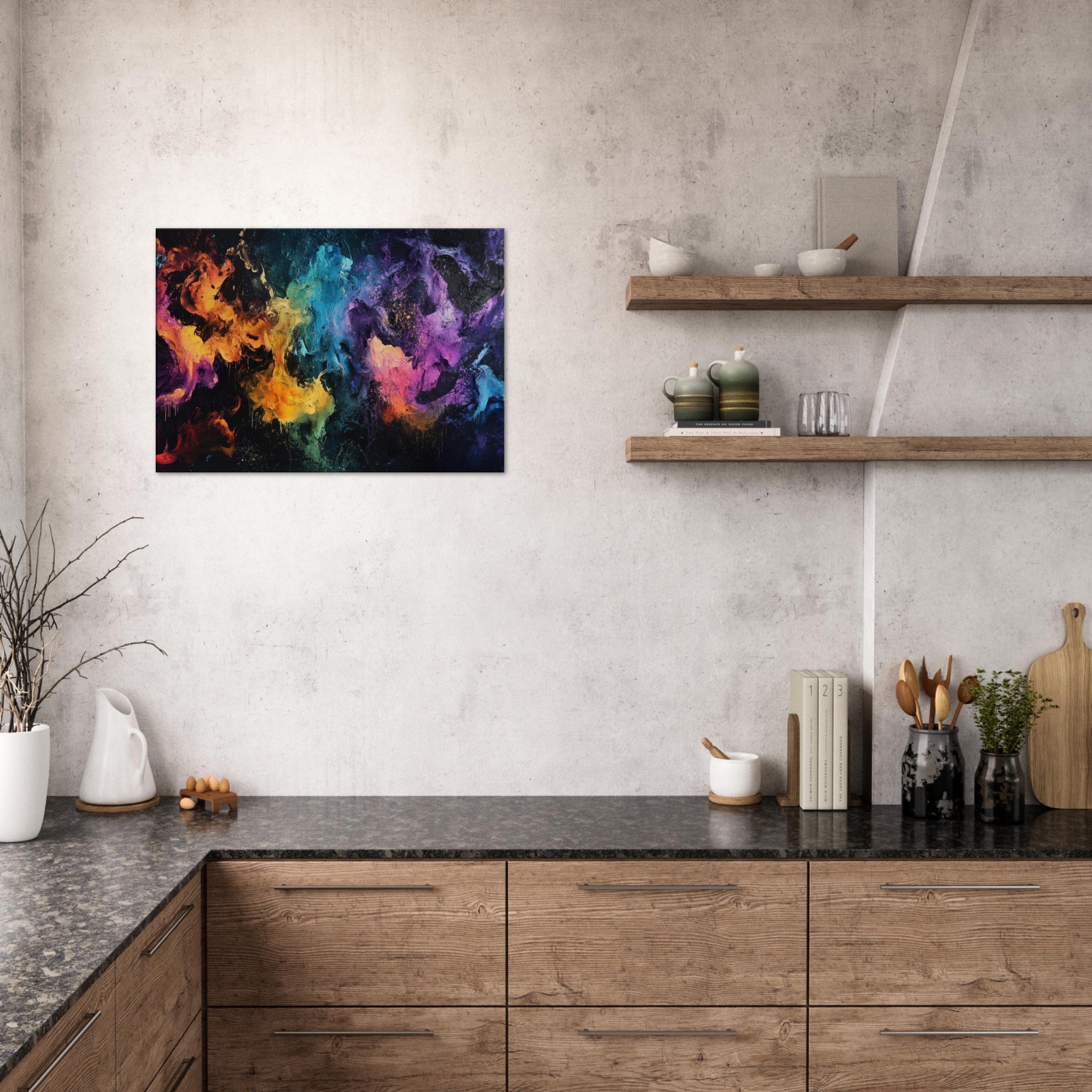 Canvas Landscape - Chromatic Abyss A dark infinite void punctured - Shop Ai Art WebShop - Digital Art online Store