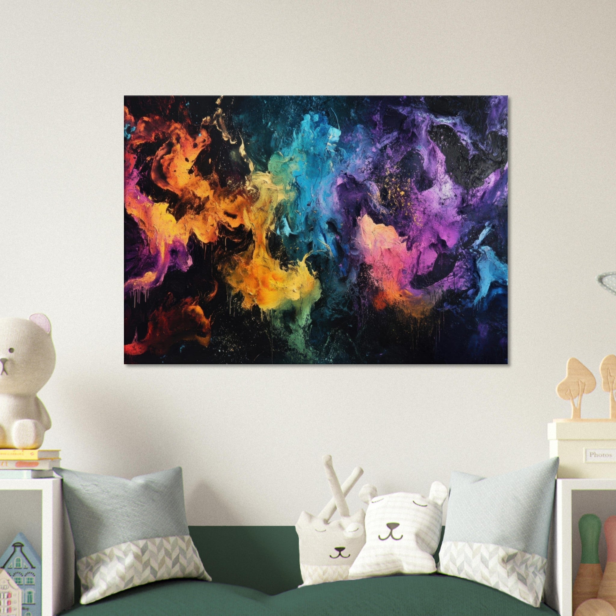 Canvas Landscape - Chromatic Abyss A dark infinite void punctured - Shop Ai Art WebShop - Digital Art online Store