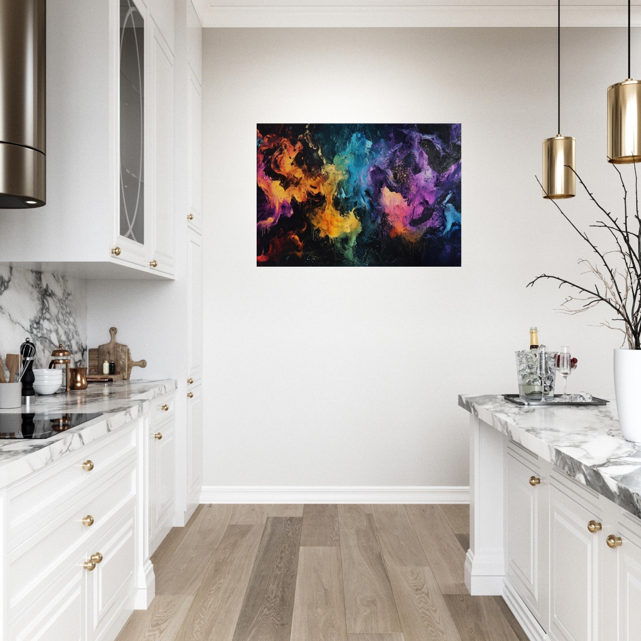 Canvas Landscape - Chromatic Abyss A dark infinite void punctured - Shop Ai Art WebShop - Digital Art online Store