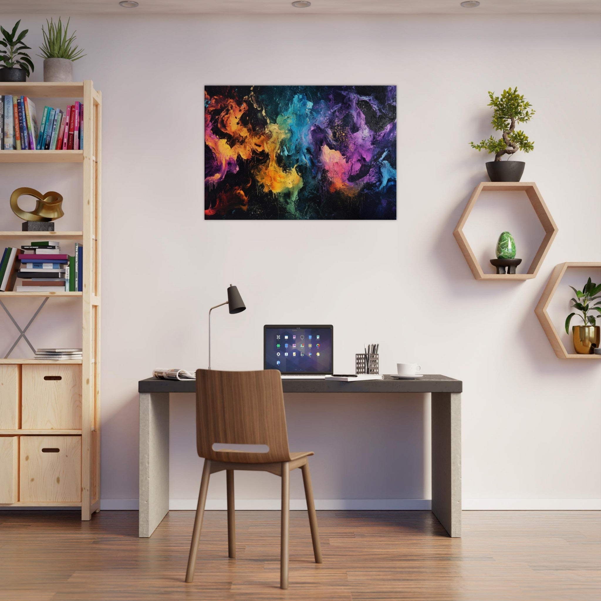 Canvas Landscape - Chromatic Abyss A dark infinite void punctured - Shop Ai Art WebShop - Digital Art online Store