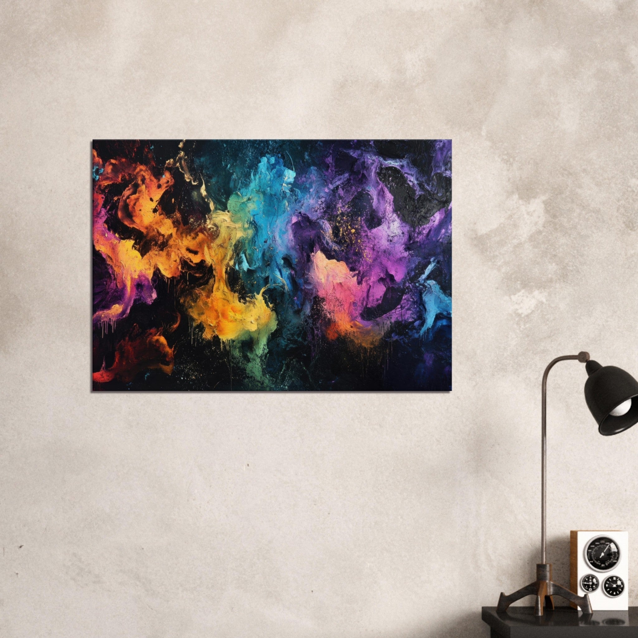 Canvas Landscape - Chromatic Abyss A dark infinite void punctured - Shop Ai Art WebShop - Digital Art online Store