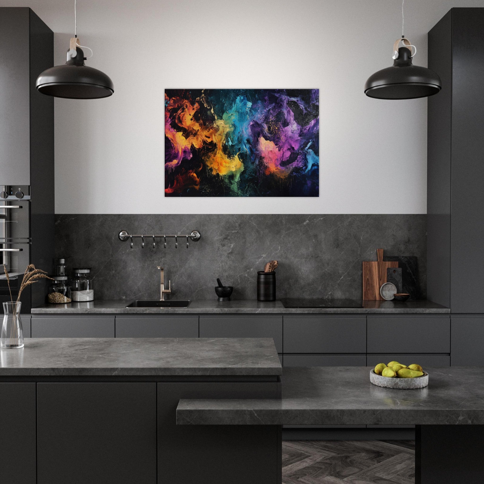 Canvas Landscape - Chromatic Abyss A dark infinite void punctured - Shop Ai Art WebShop - Digital Art online Store