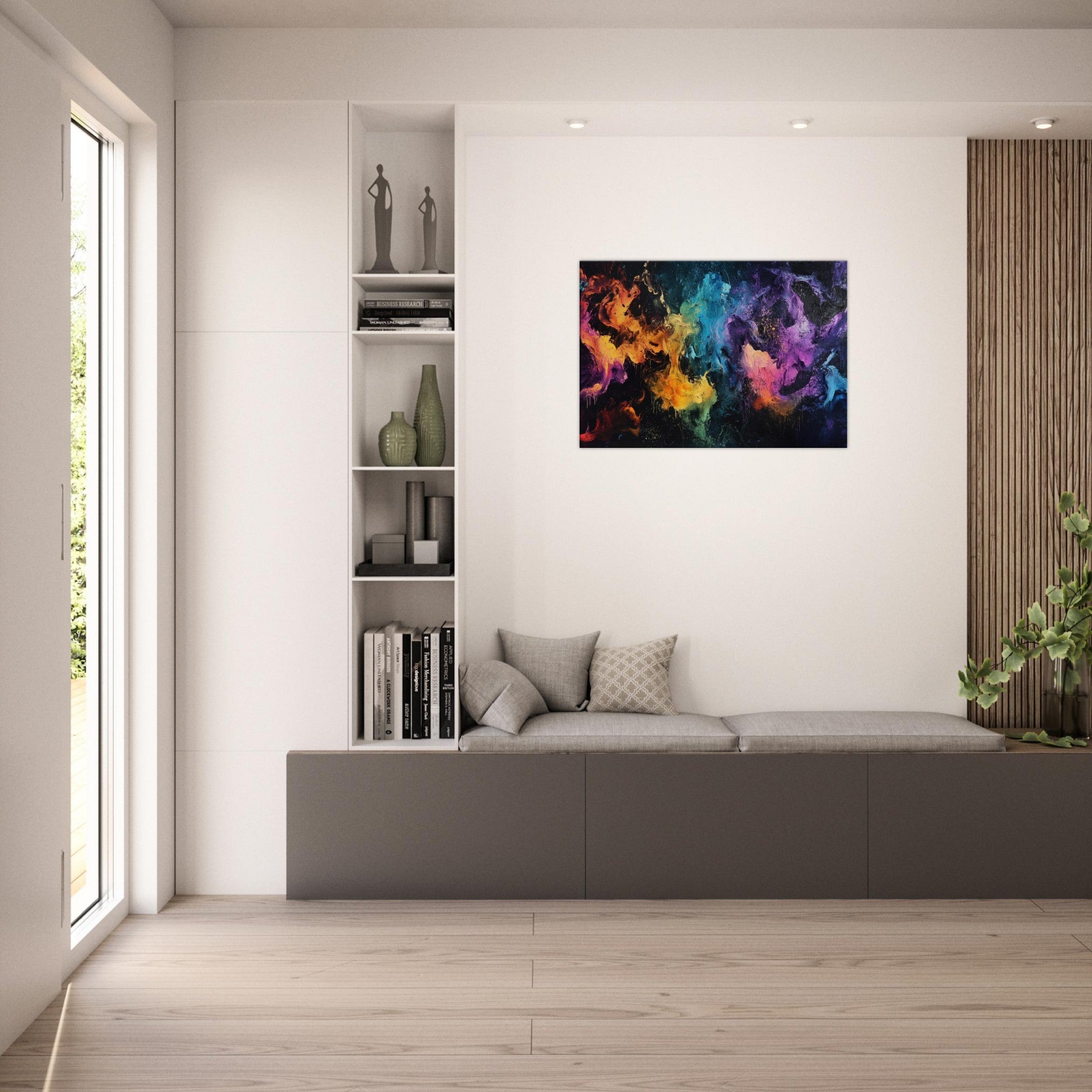 Canvas Landscape - Chromatic Abyss A dark infinite void punctured - Shop Ai Art WebShop - Digital Art online Store