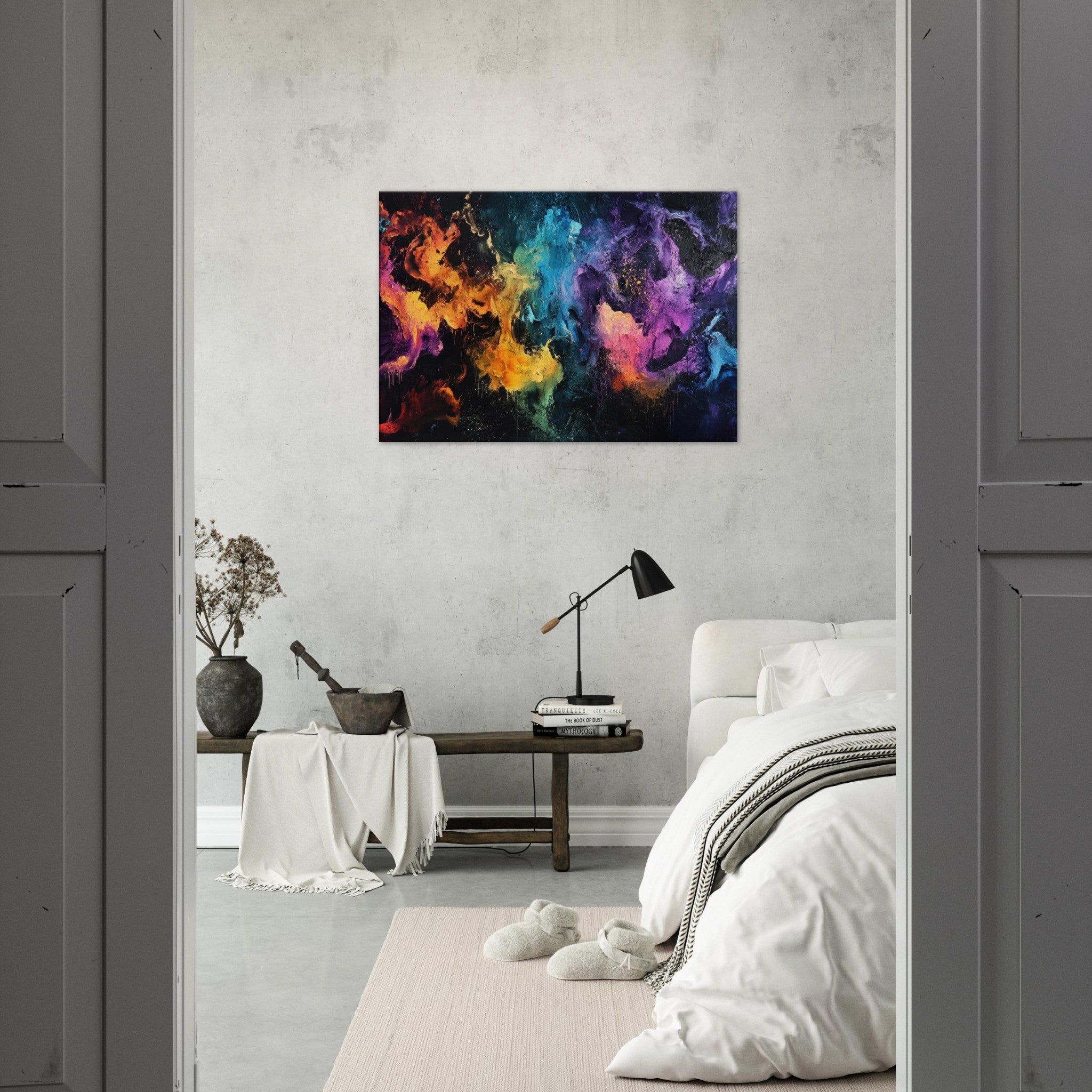 Canvas Landscape - Chromatic Abyss A dark infinite void punctured - Shop Ai Art WebShop - Digital Art online Store