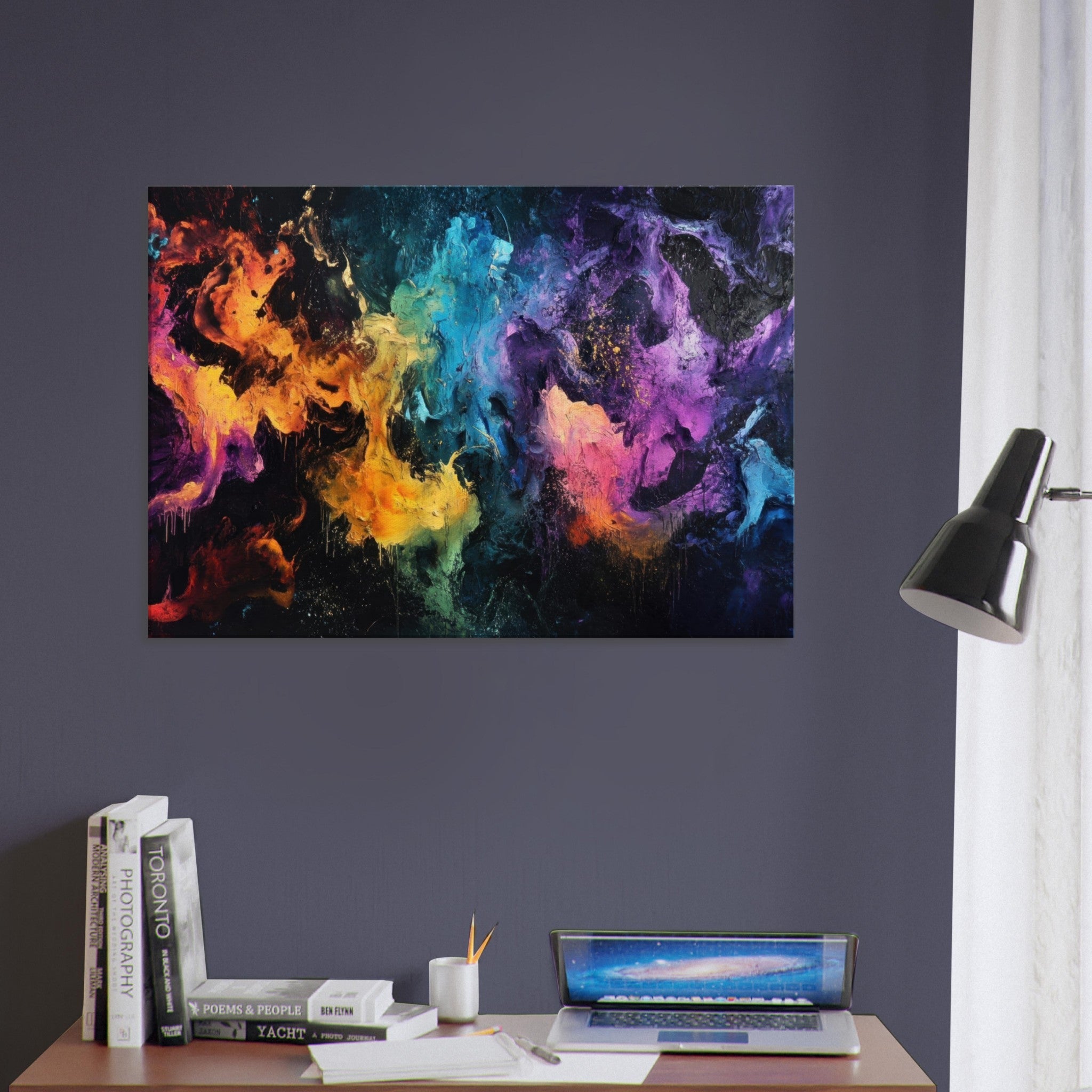 Canvas Landscape - Chromatic Abyss A dark infinite void punctured - Shop Ai Art WebShop - Digital Art online Store