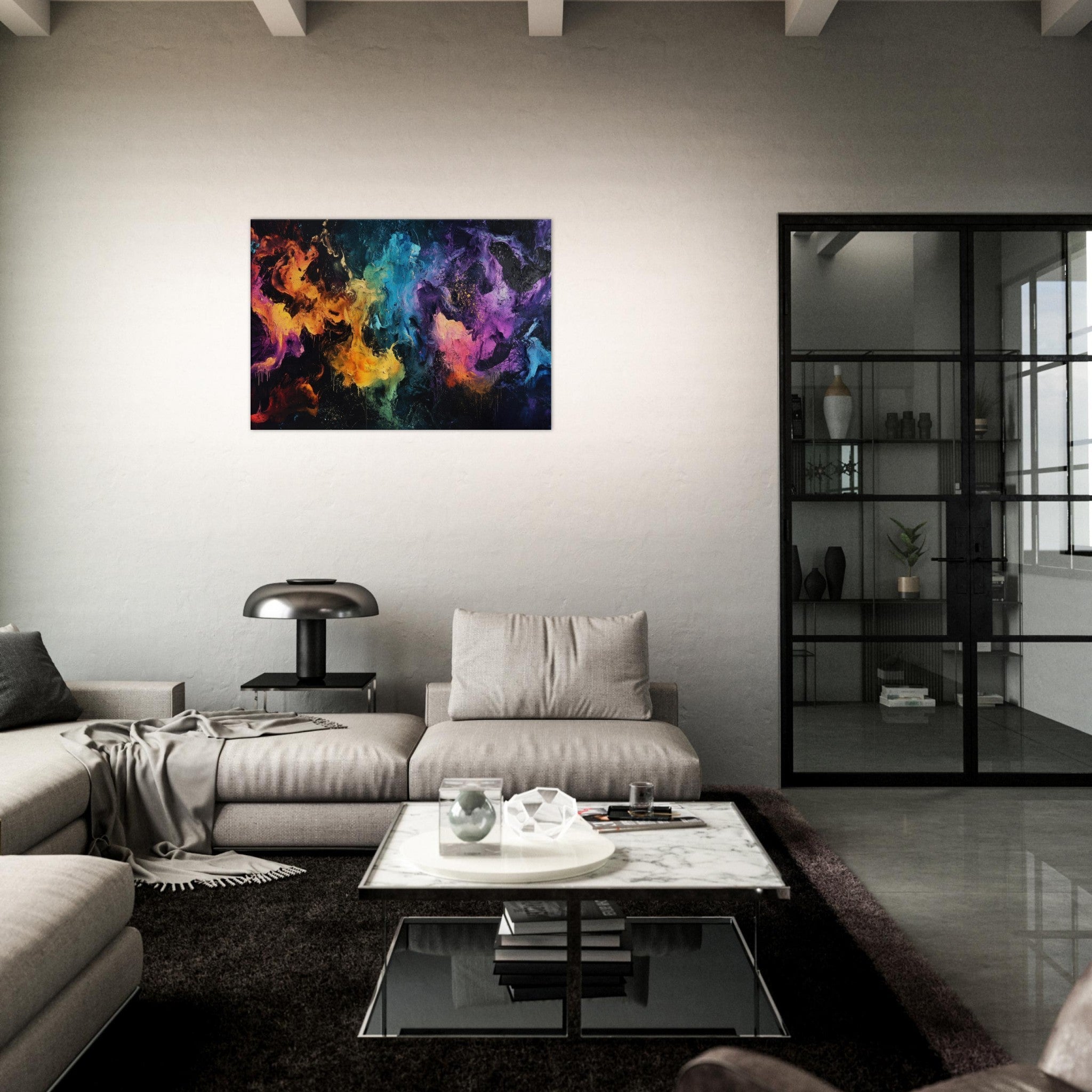 Canvas Landscape - Chromatic Abyss A dark infinite void punctured - Shop Ai Art WebShop - Digital Art online Store