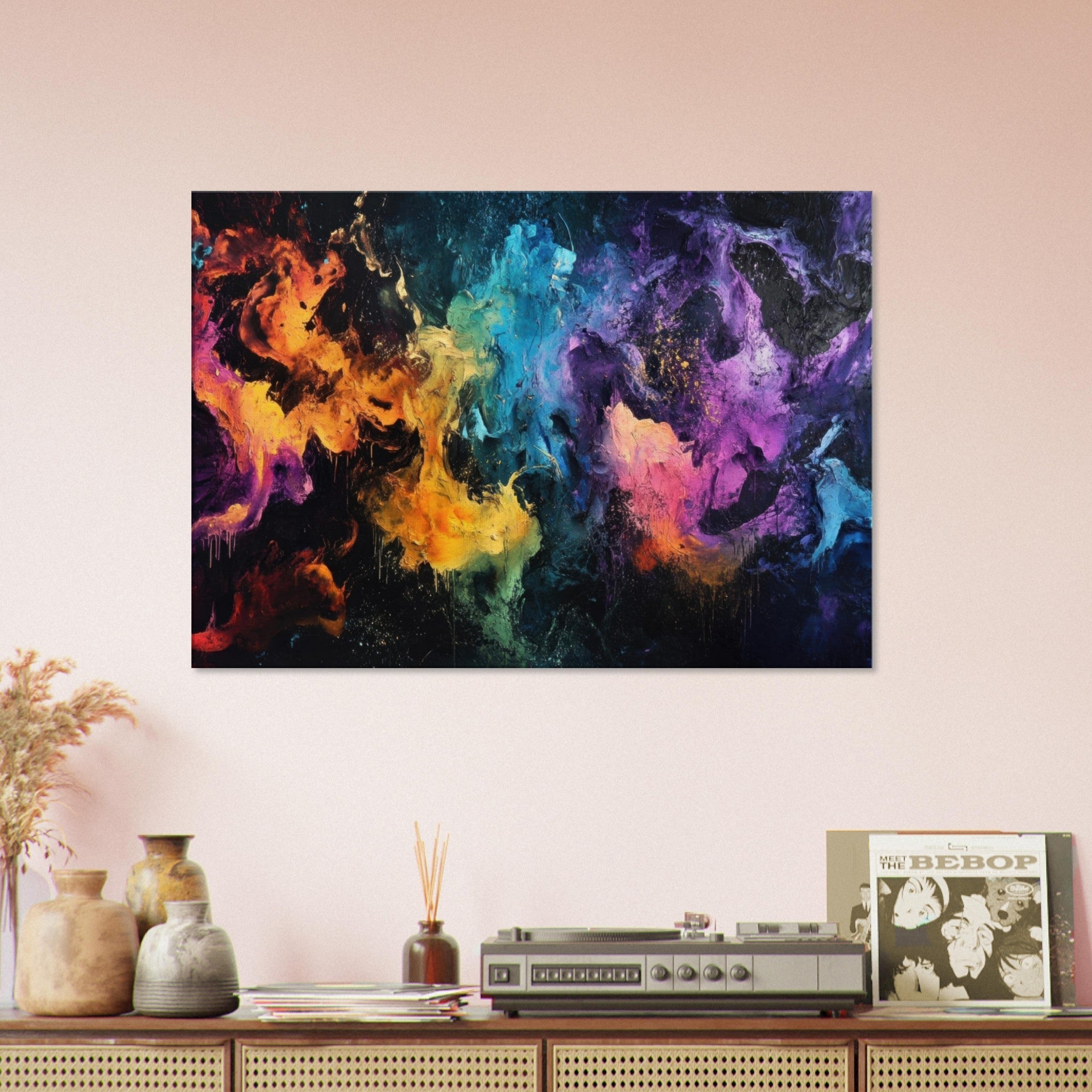 Canvas Landscape - Chromatic Abyss A dark infinite void punctured - Shop Ai Art WebShop - Digital Art online Store
