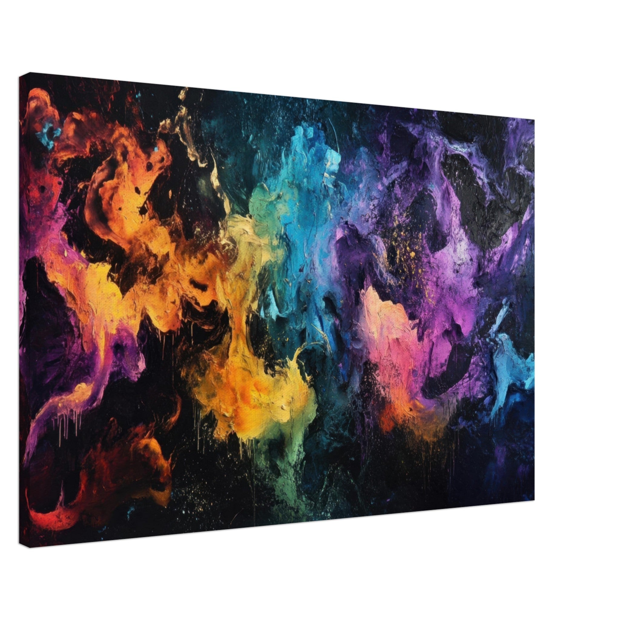 Canvas Landscape - Chromatic Abyss A dark infinite void punctured - Shop Ai Art WebShop - Digital Art online Store