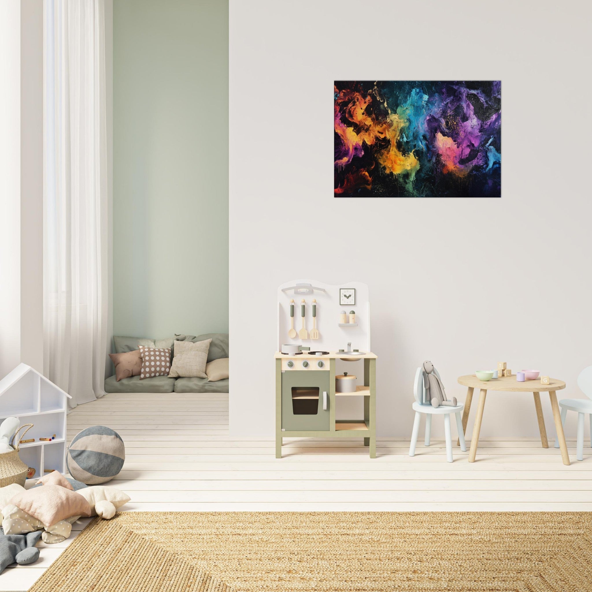 Canvas Landscape - Chromatic Abyss A dark infinite void punctured - Shop Ai Art WebShop - Digital Art online Store