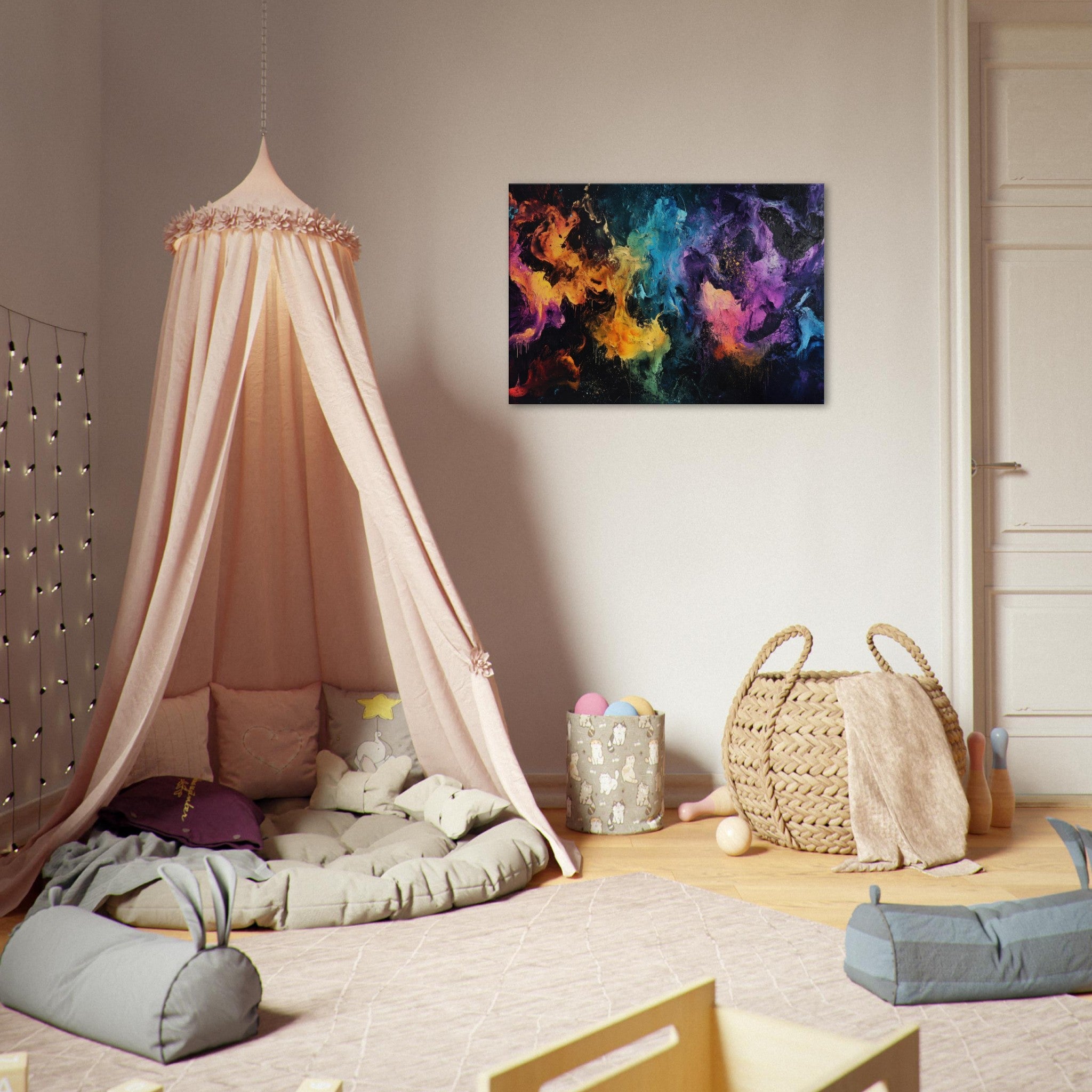 Canvas Landscape - Chromatic Abyss A dark infinite void punctured - Shop Ai Art WebShop - Digital Art online Store