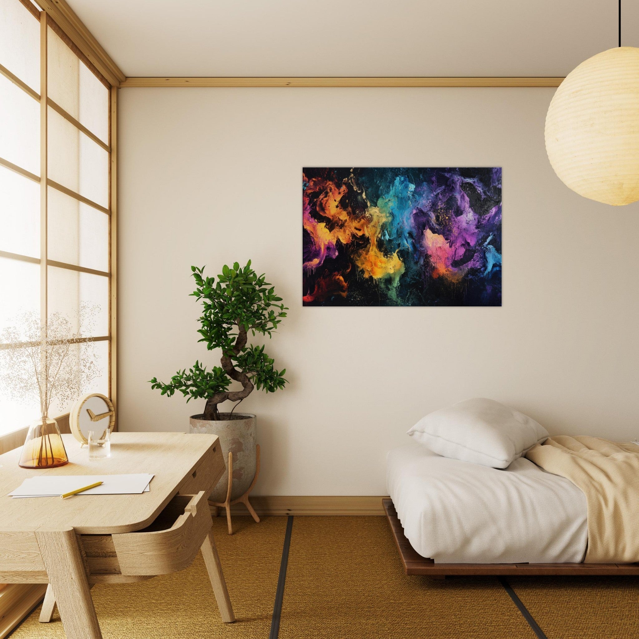 Canvas Landscape - Chromatic Abyss A dark infinite void punctured - Shop Ai Art WebShop - Digital Art online Store