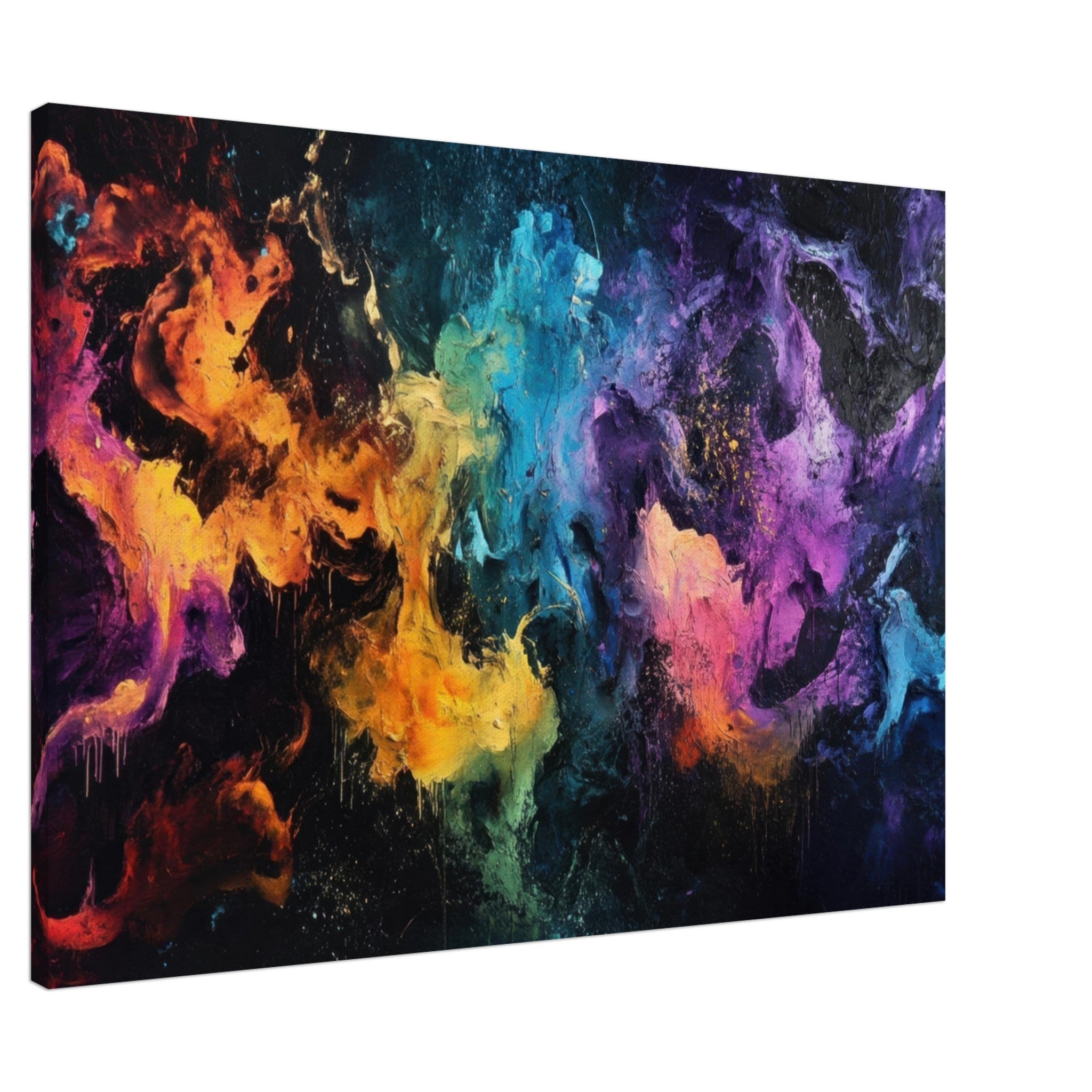 Canvas Landscape - Chromatic Abyss A dark infinite void punctured - Shop Ai Art WebShop - Digital Art online Store