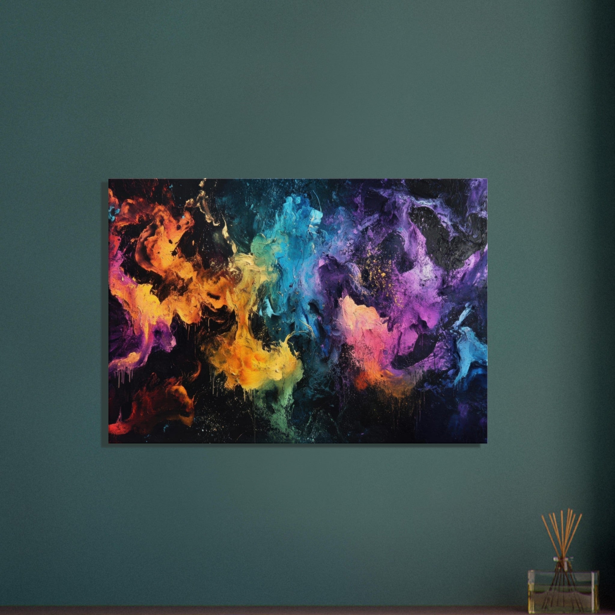 Canvas Landscape - Chromatic Abyss A dark infinite void punctured - Shop Ai Art WebShop - Digital Art online Store