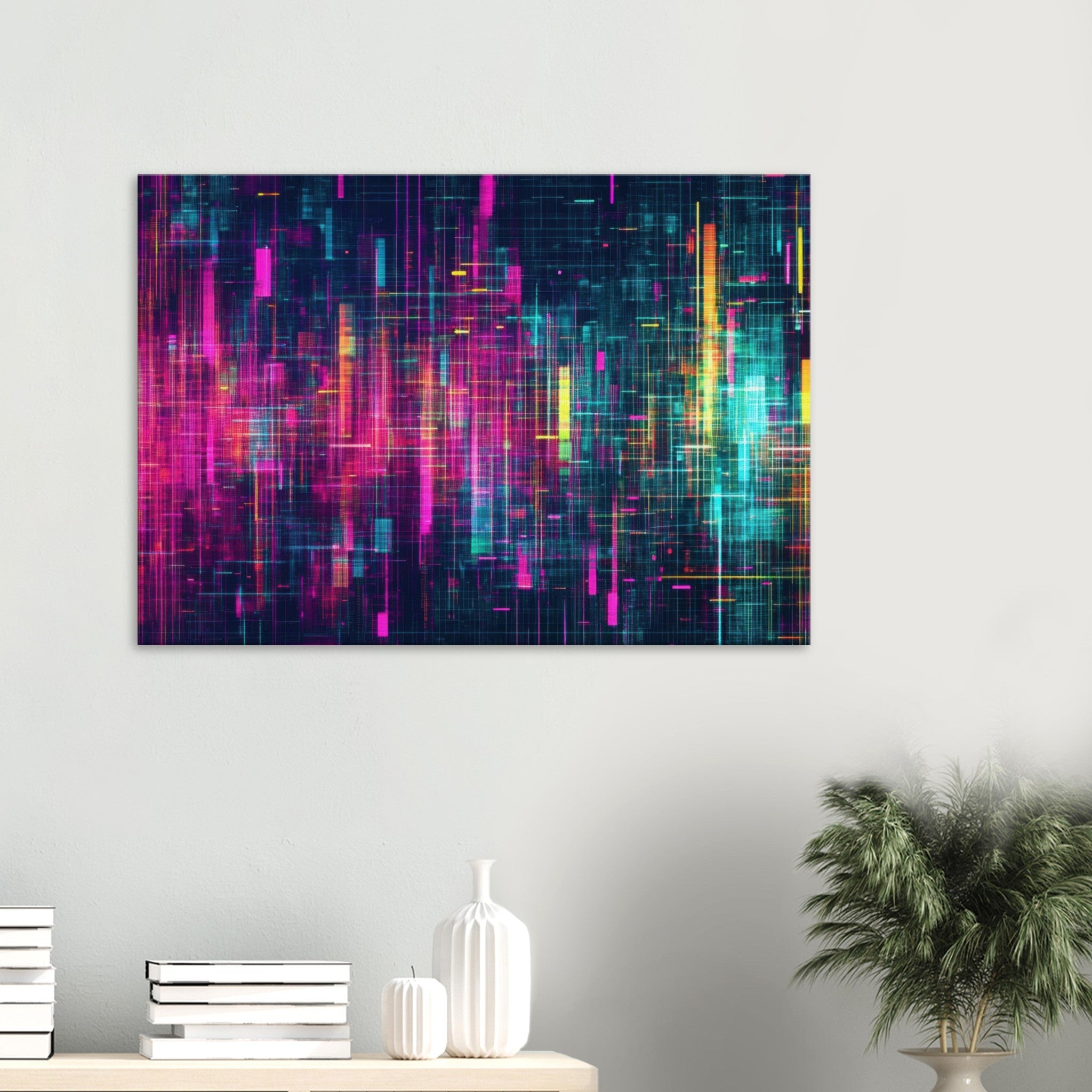 Canvas Landscape - Digital Pulse A chaotic burst of pitch - inspired - Shop Ai Art WebShop - Digital Art online Store