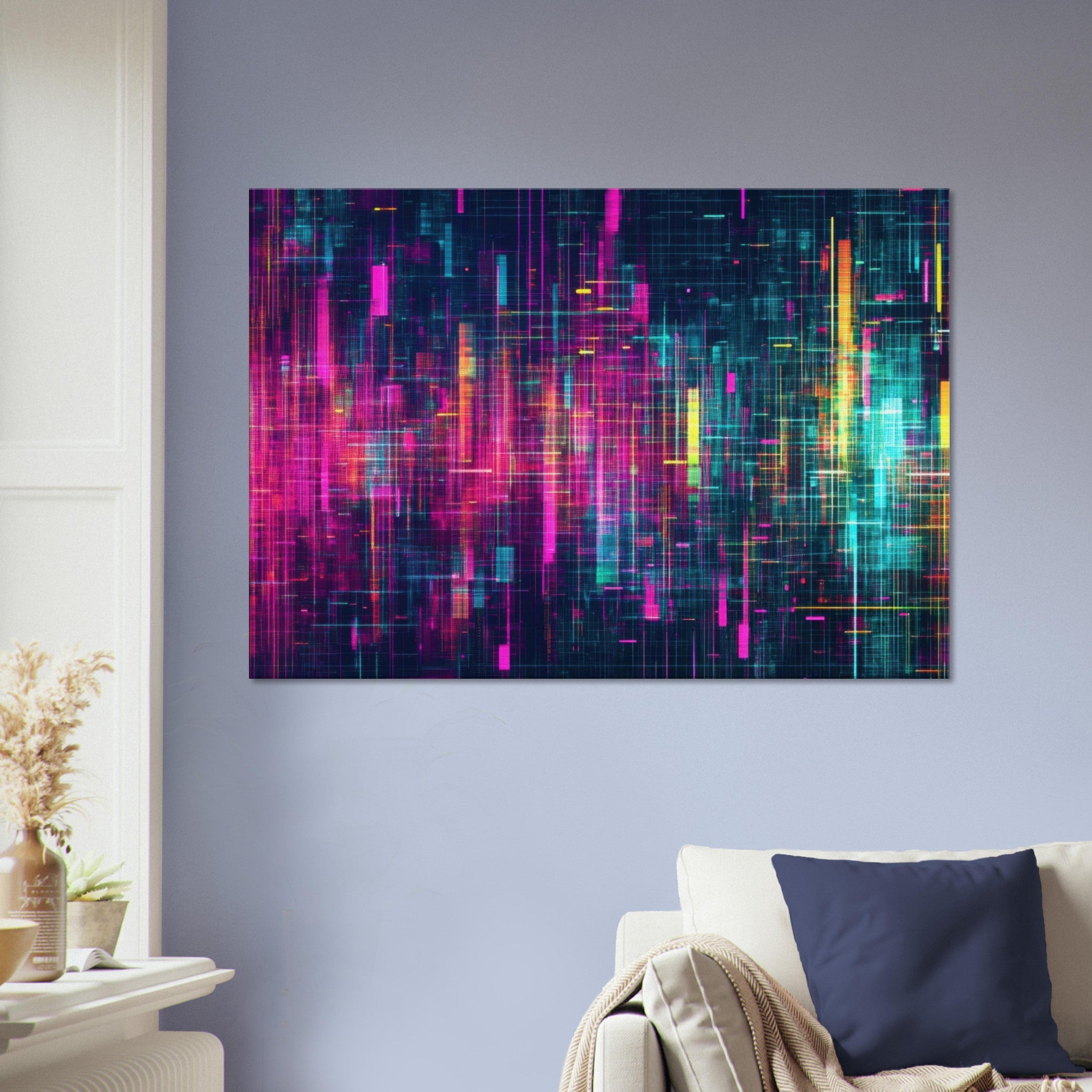 Canvas Landscape - Digital Pulse A chaotic burst of pitch - inspired - Shop Ai Art WebShop - Digital Art online Store