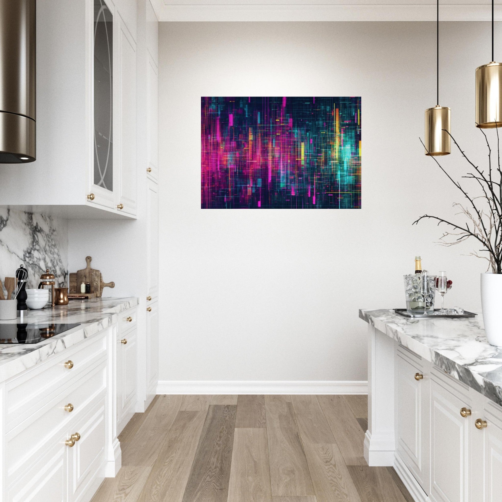 Canvas Landscape - Digital Pulse A chaotic burst of pitch - inspired - Shop Ai Art WebShop - Digital Art online Store