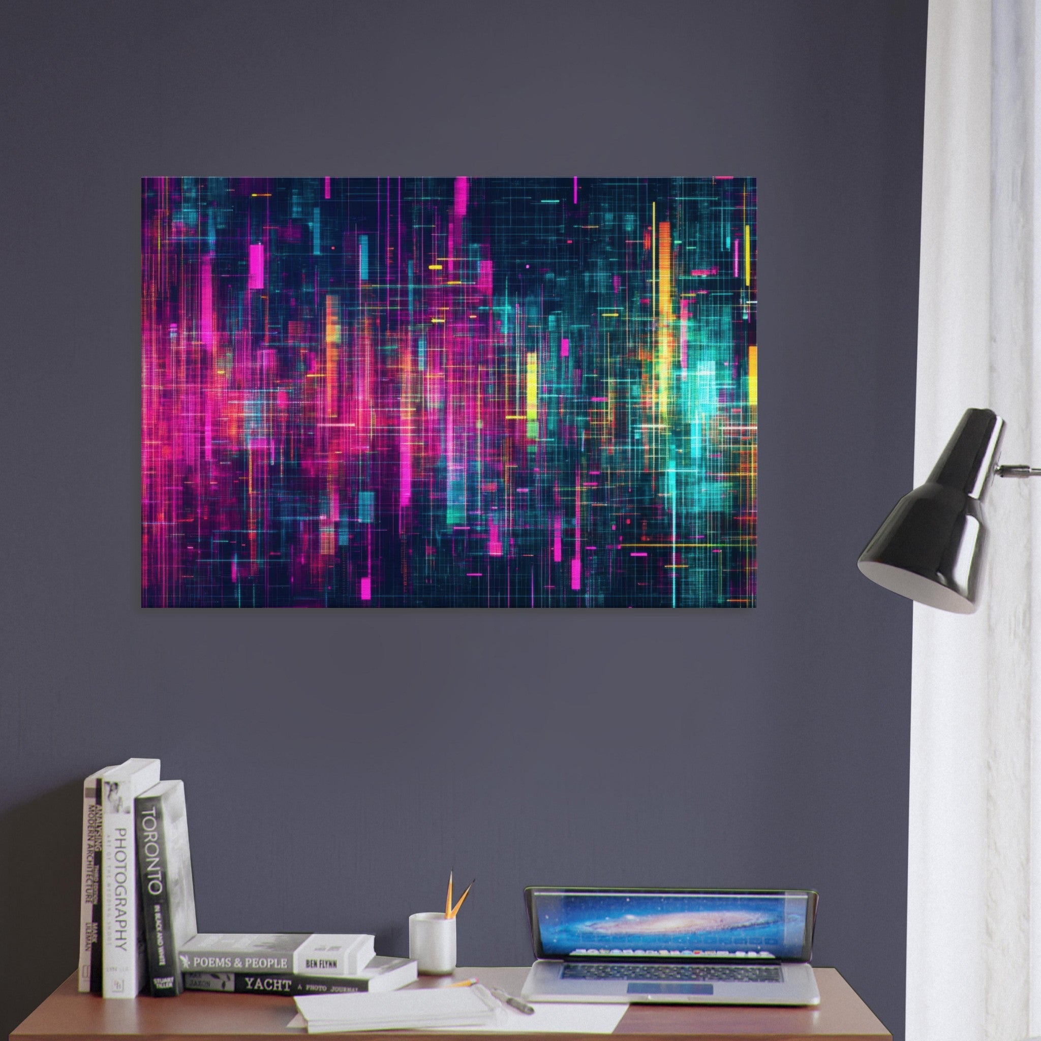 Canvas Landscape - Digital Pulse A chaotic burst of pitch - inspired - Shop Ai Art WebShop - Digital Art online Store