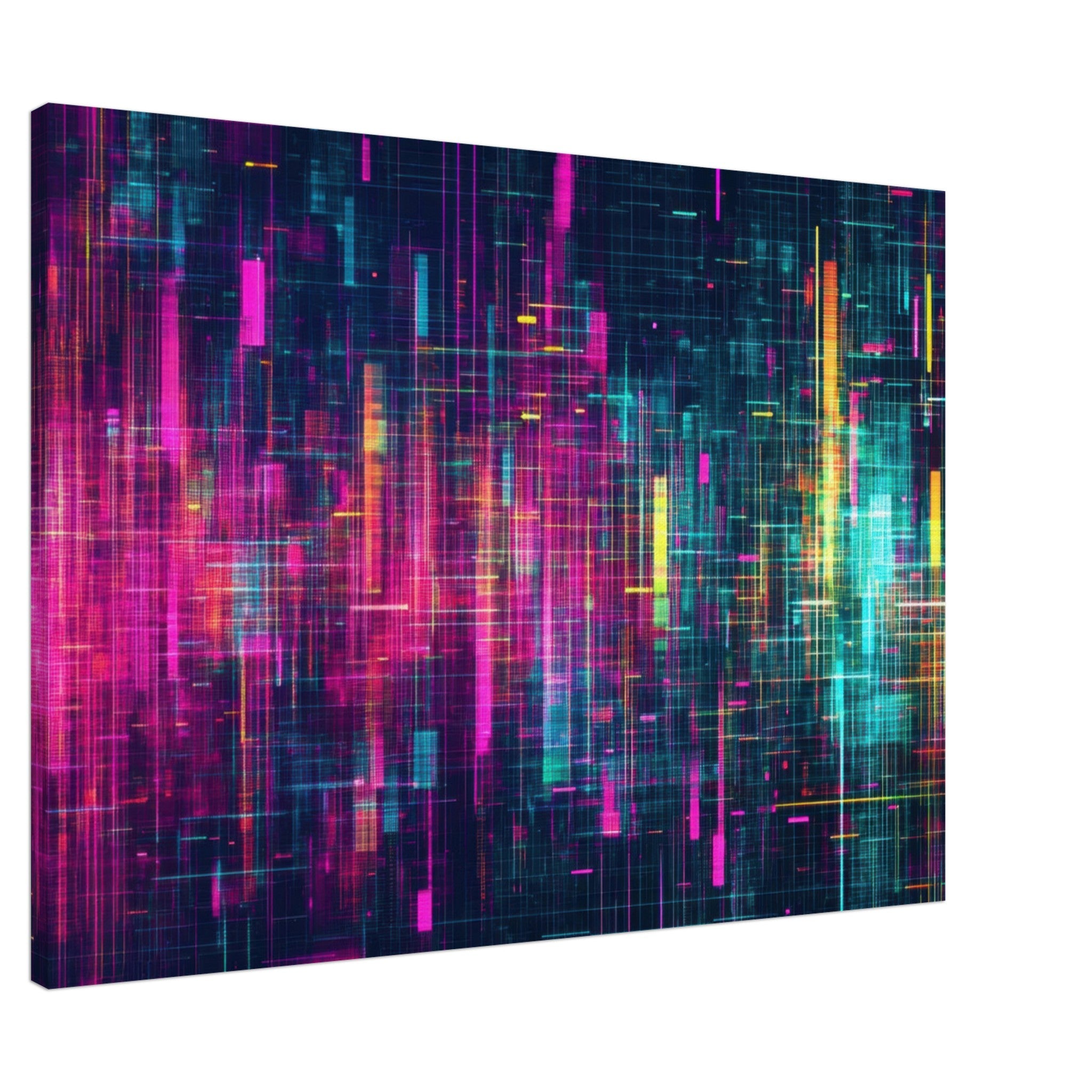 Canvas Landscape - Digital Pulse A chaotic burst of pitch - inspired - Shop Ai Art WebShop - Digital Art online Store