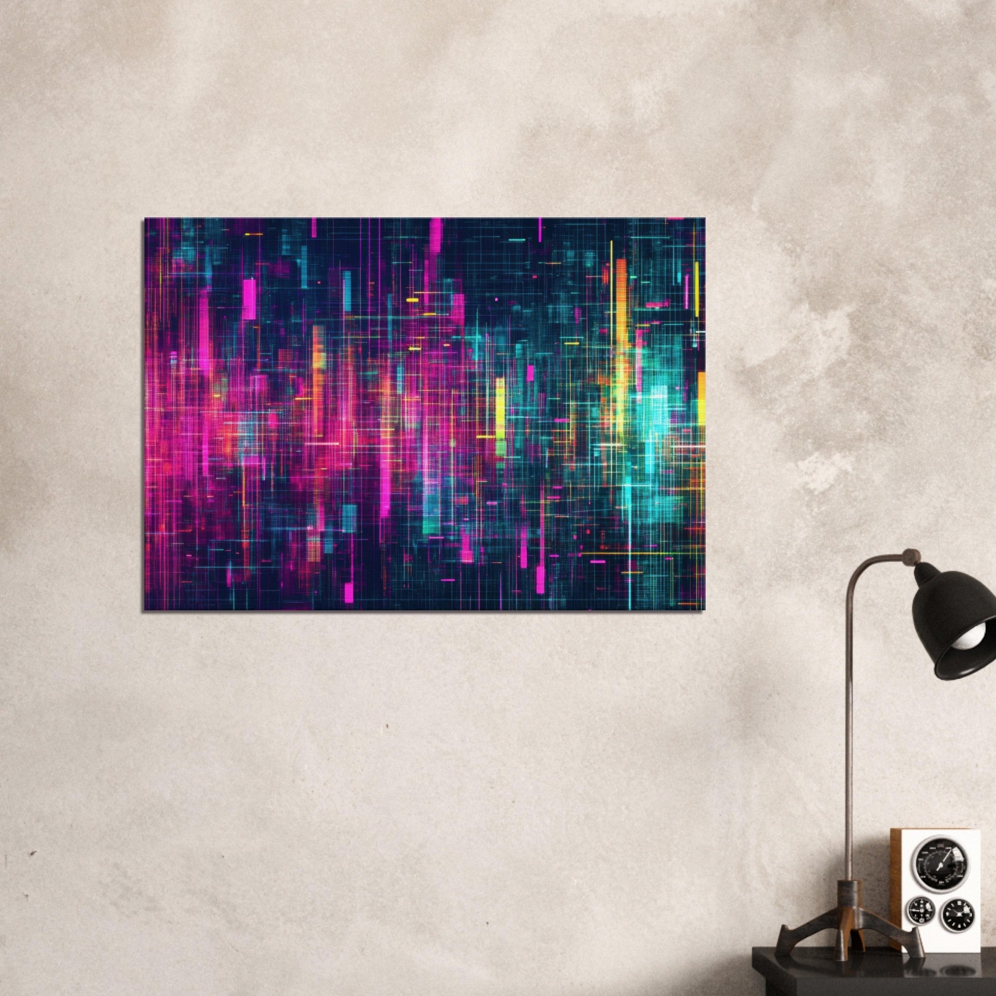 Canvas Landscape - Digital Pulse A chaotic burst of pitch - inspired - Shop Ai Art WebShop - Digital Art online Store