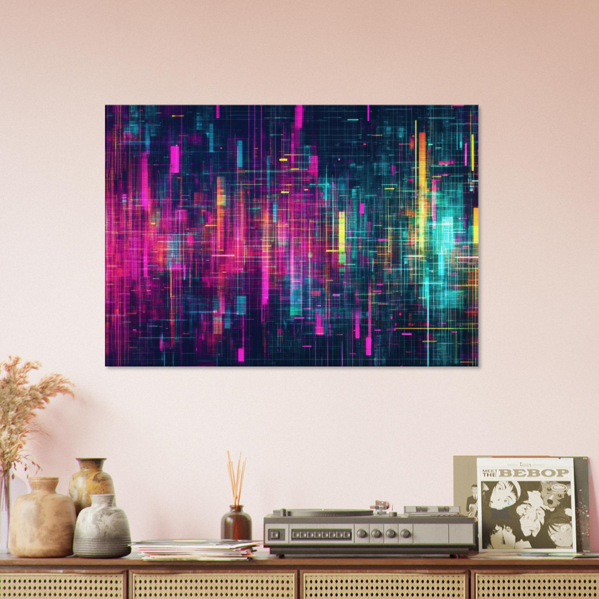 Canvas Landscape - Digital Pulse A chaotic burst of pitch - inspired - Shop Ai Art WebShop - Digital Art online Store