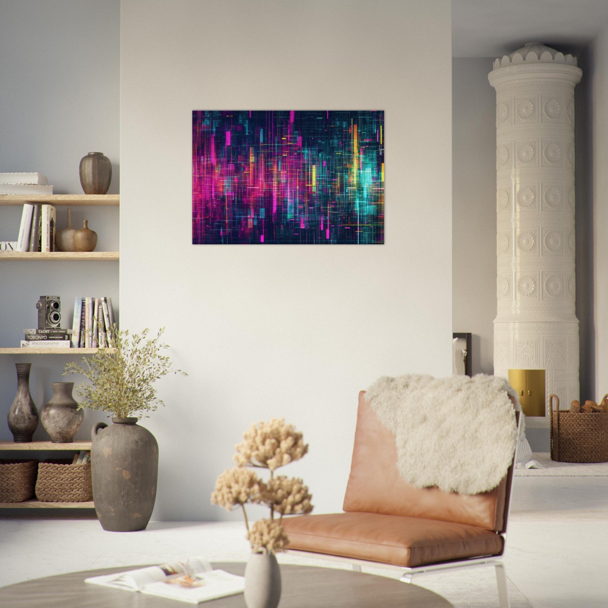 Canvas Landscape - Digital Pulse A chaotic burst of pitch - inspired - Shop Ai Art WebShop - Digital Art online Store