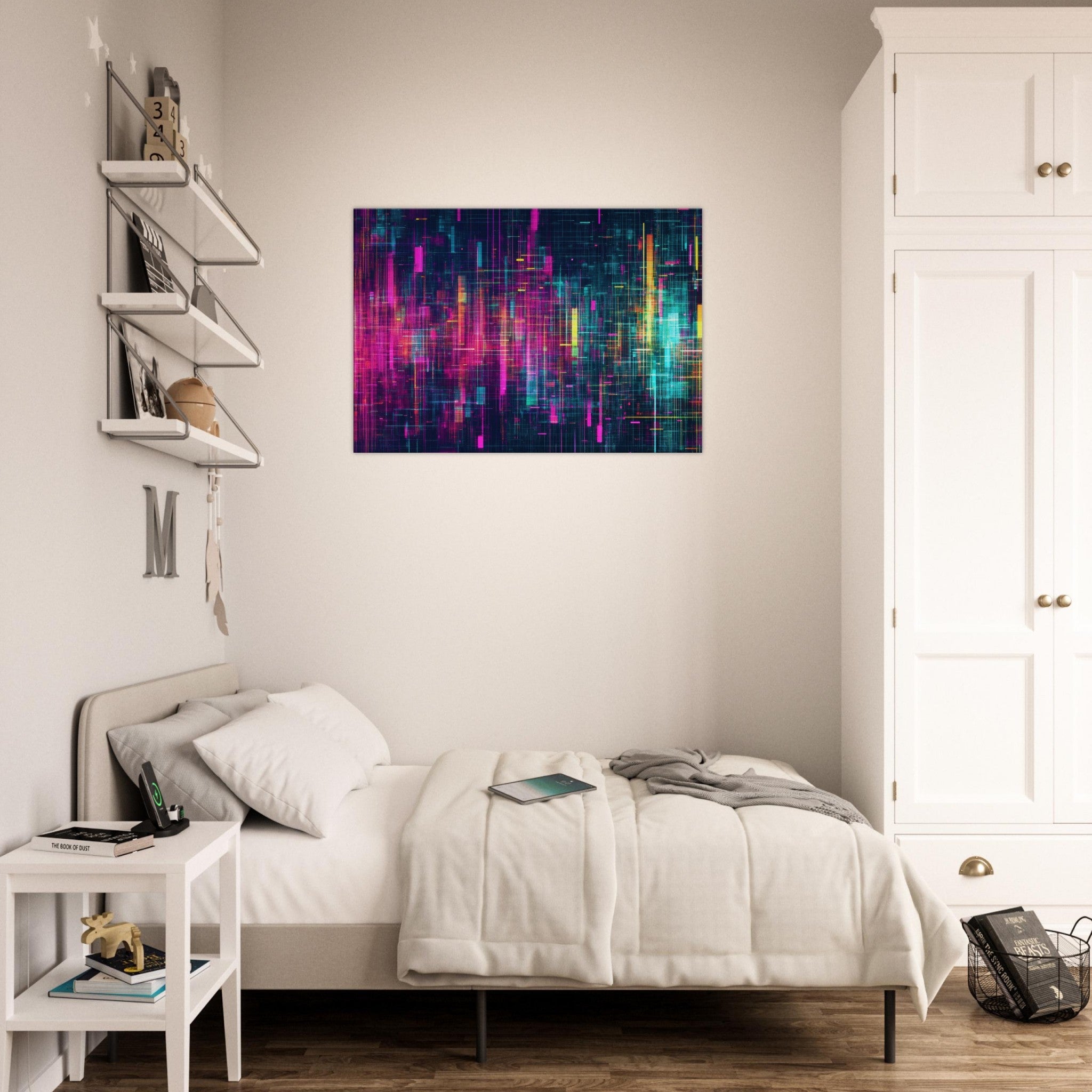 Canvas Landscape - Digital Pulse A chaotic burst of pitch - inspired - Shop Ai Art WebShop - Digital Art online Store