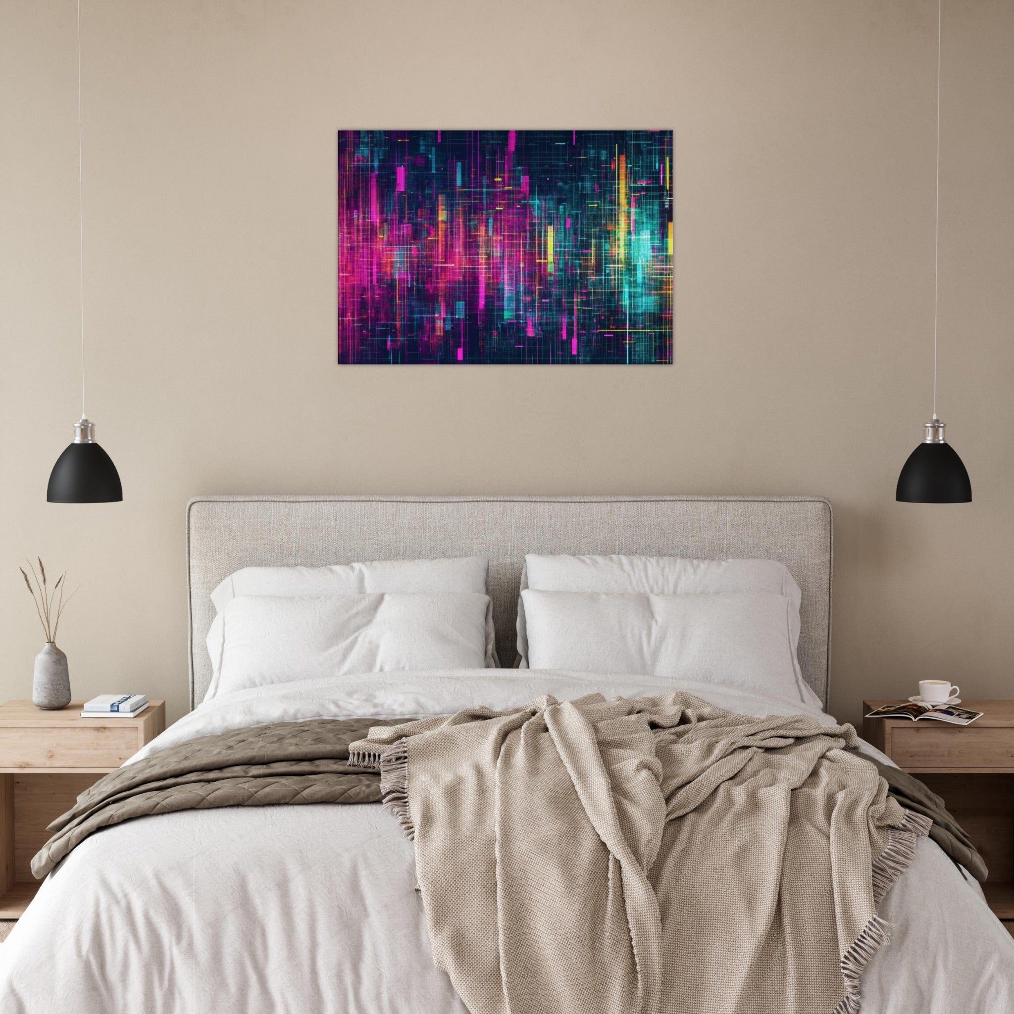 Canvas Landscape - Digital Pulse A chaotic burst of pitch - inspired - Shop Ai Art WebShop - Digital Art online Store