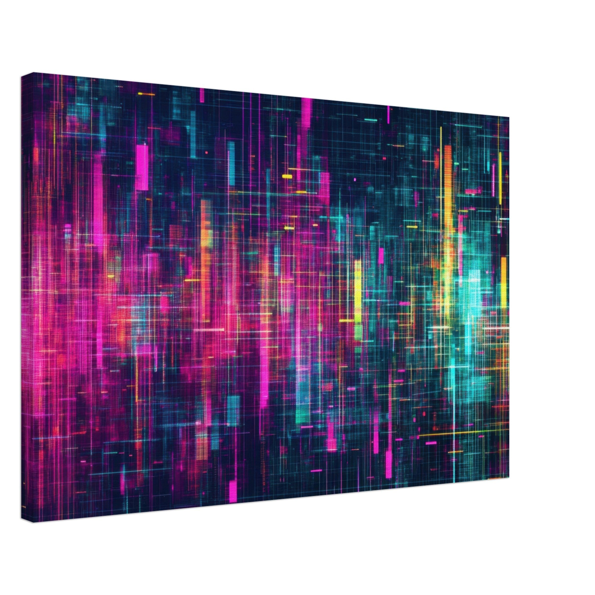 Canvas Landscape - Digital Pulse A chaotic burst of pitch - inspired - Shop Ai Art WebShop - Digital Art online Store