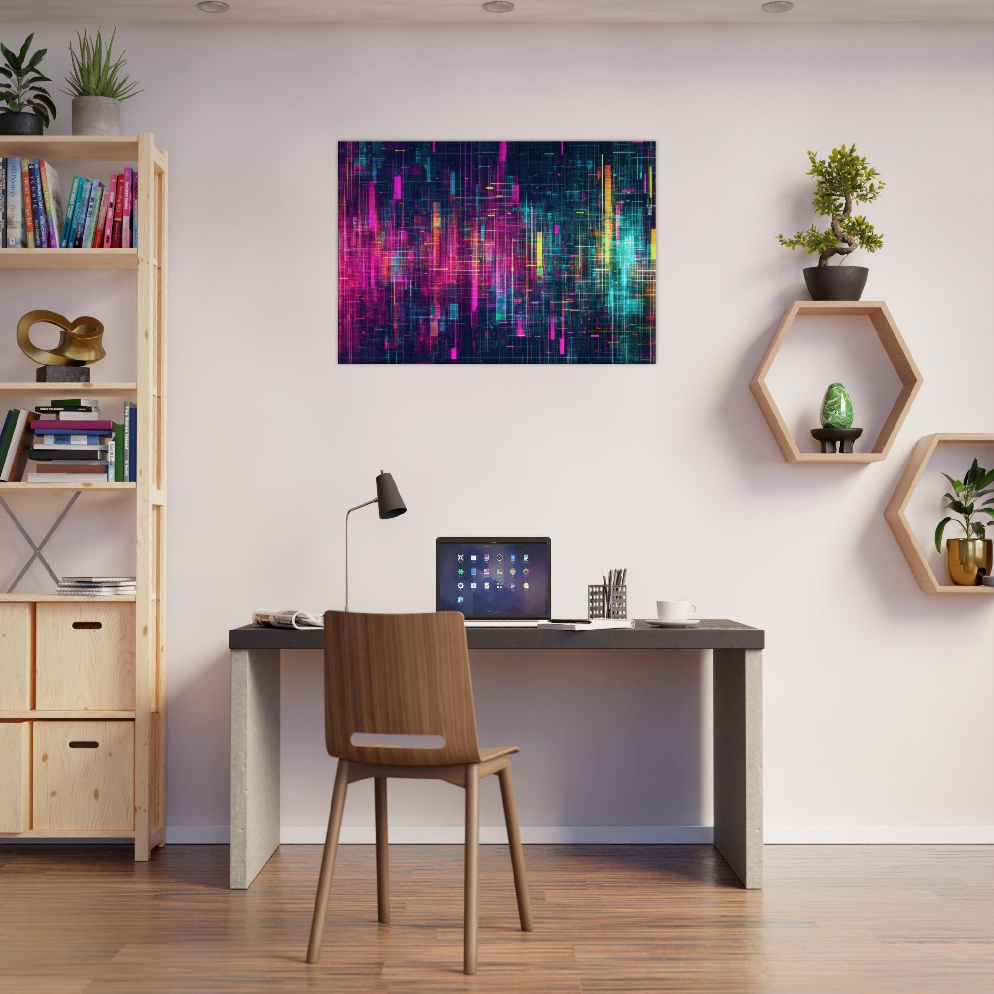 Canvas Landscape - Digital Pulse A chaotic burst of pitch - inspired - Shop Ai Art WebShop - Digital Art online Store