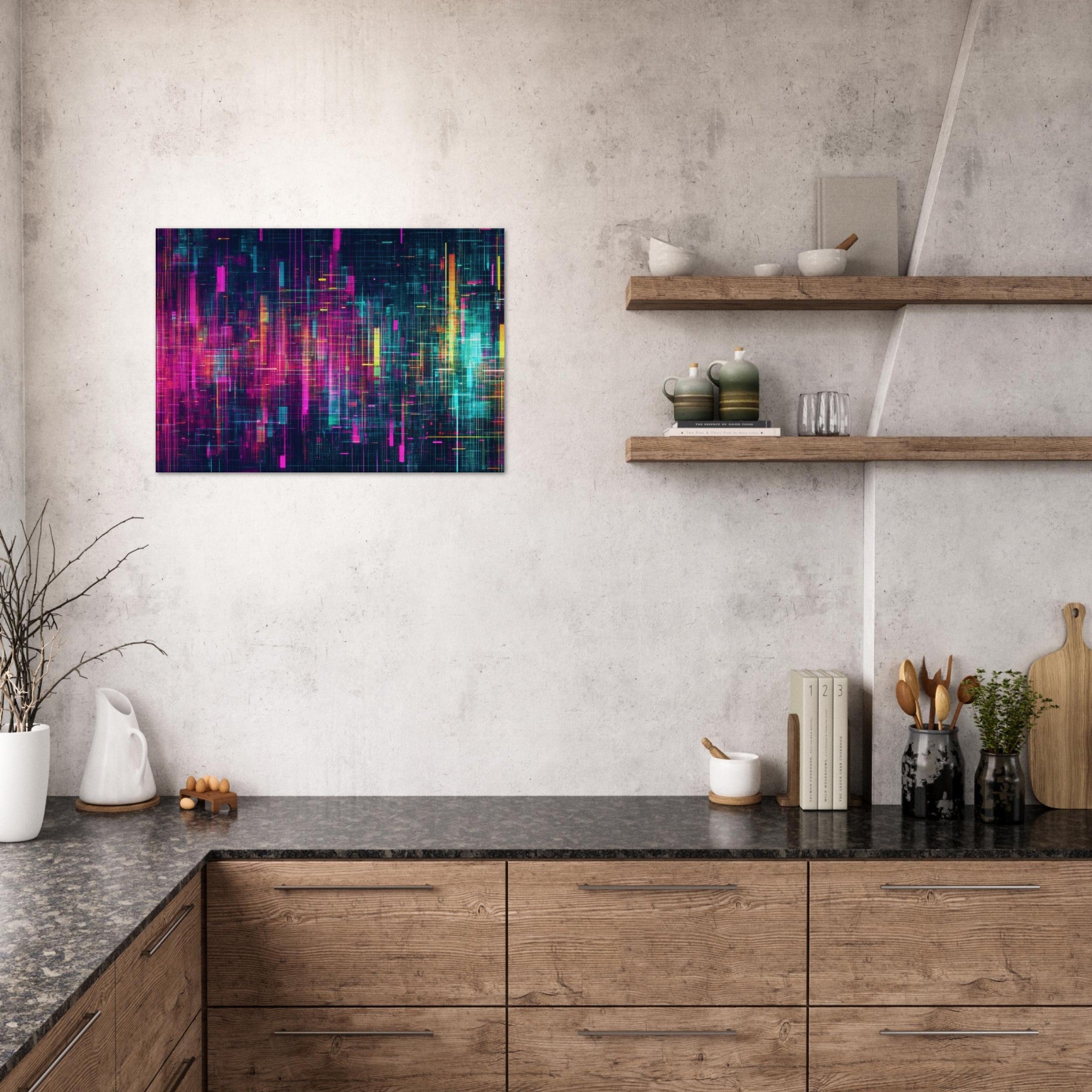 Canvas Landscape - Digital Pulse A chaotic burst of pitch - inspired - Shop Ai Art WebShop - Digital Art online Store