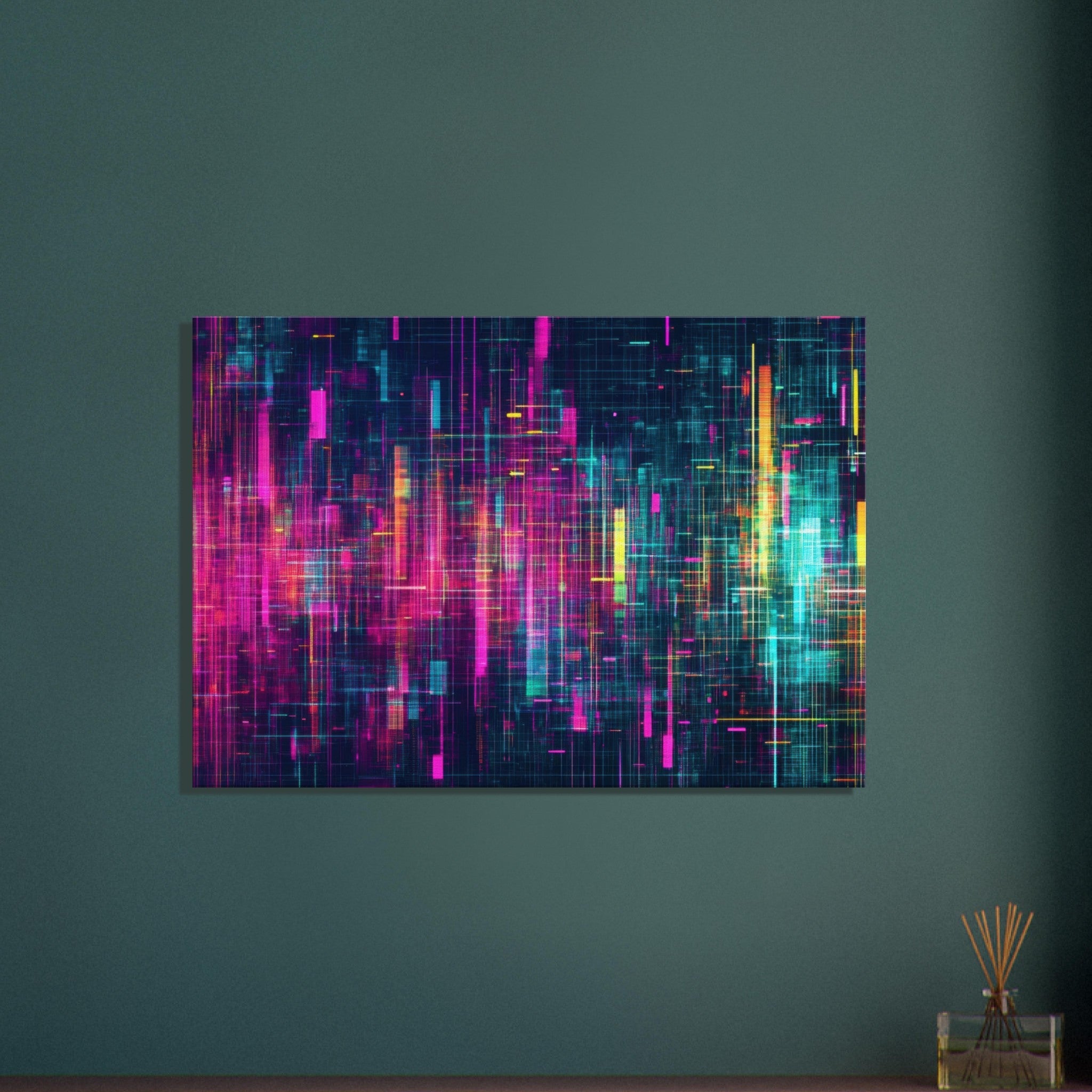 Canvas Landscape - Digital Pulse A chaotic burst of pitch - inspired - Shop Ai Art WebShop - Digital Art online Store